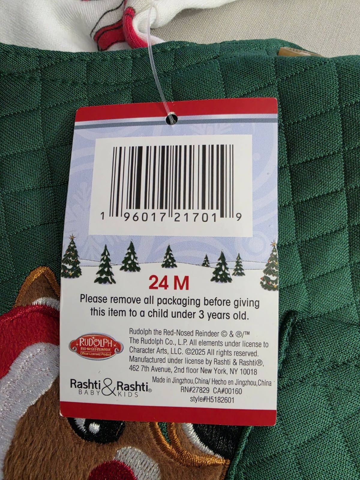 Rudolph 2 Piece Outfit Set Overalls Shirt Size 24 Months NWT Green White Red