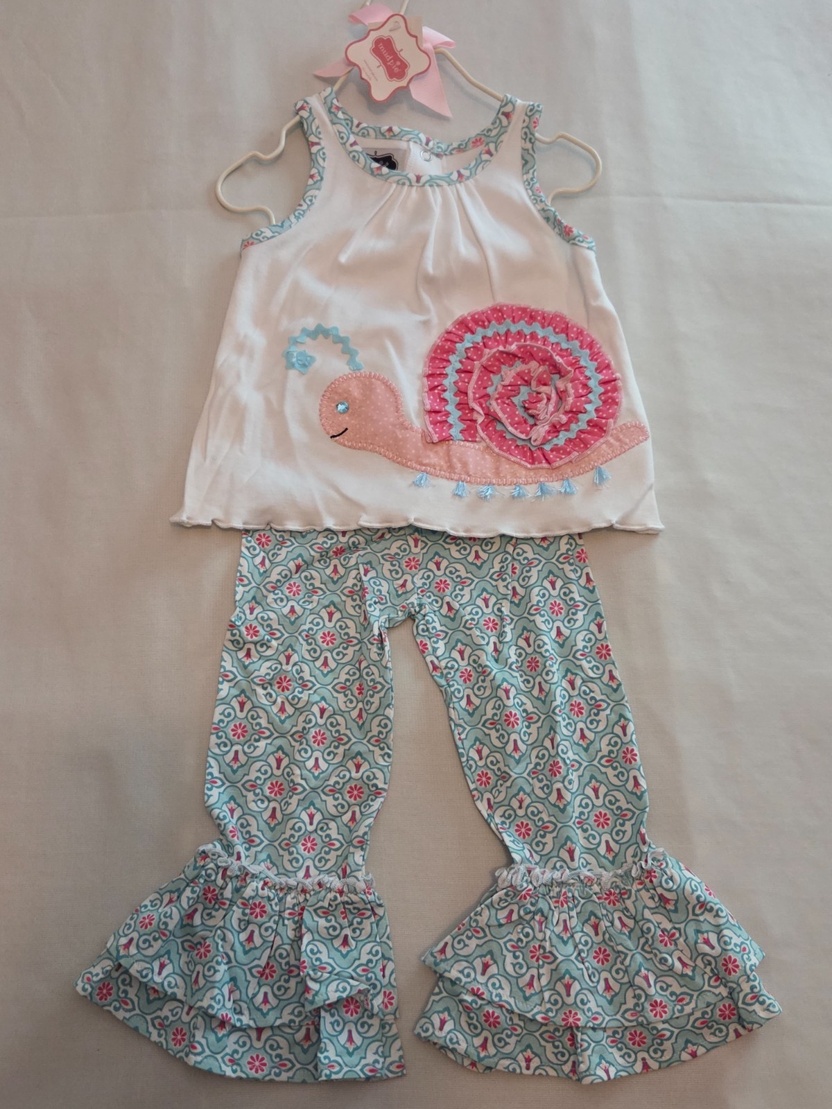 Size 12-18 Months 2 Piece Mud Pie Baby Snail Tunic Pant Set