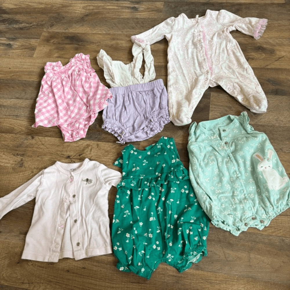 Lot of 6 Pieces 3M Baby Girl Clothes Romper Sleeper Top Spring Pastel Floral