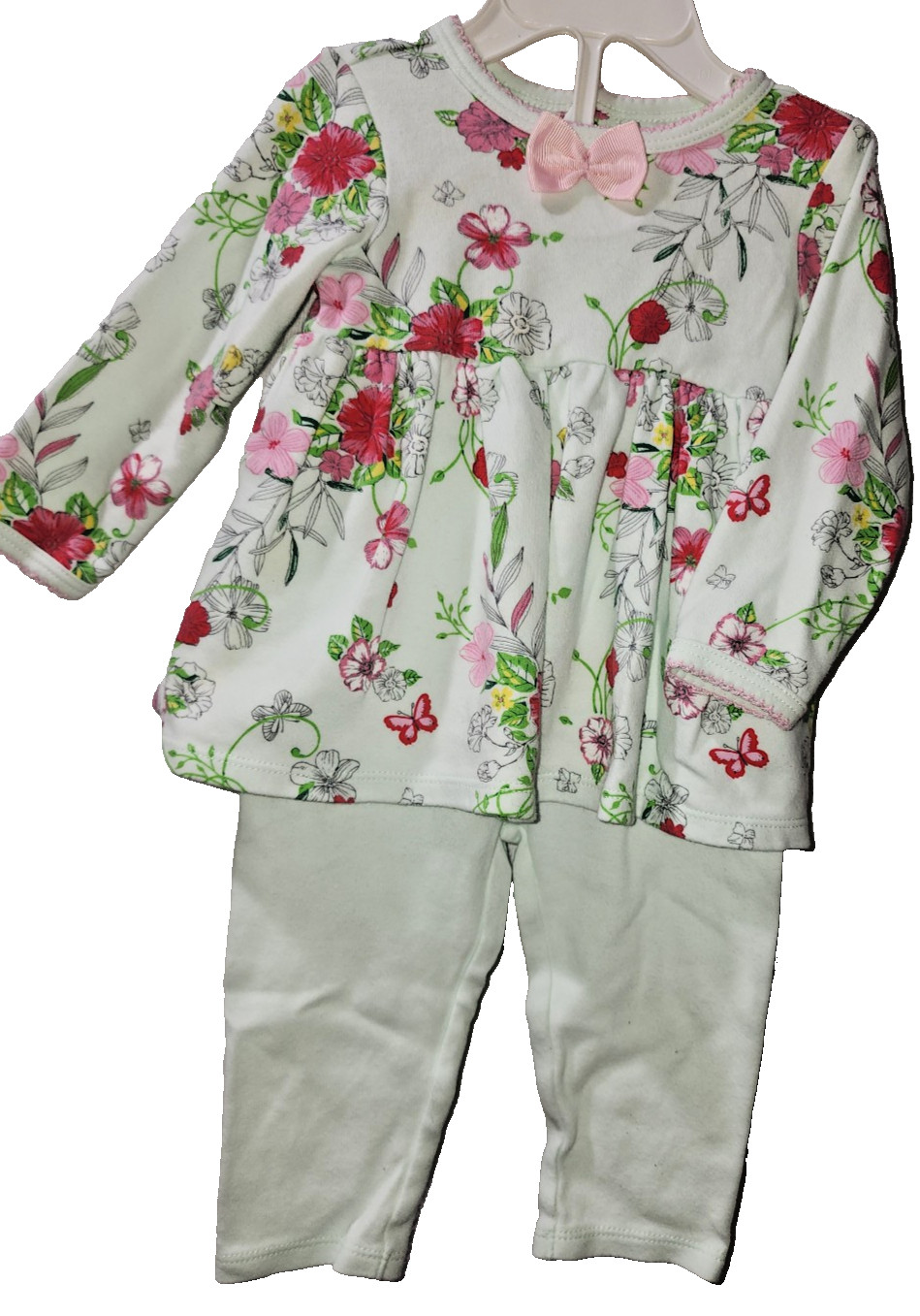First Impressions girls 6 – 9 mos Pants set Light mint green pants floral top