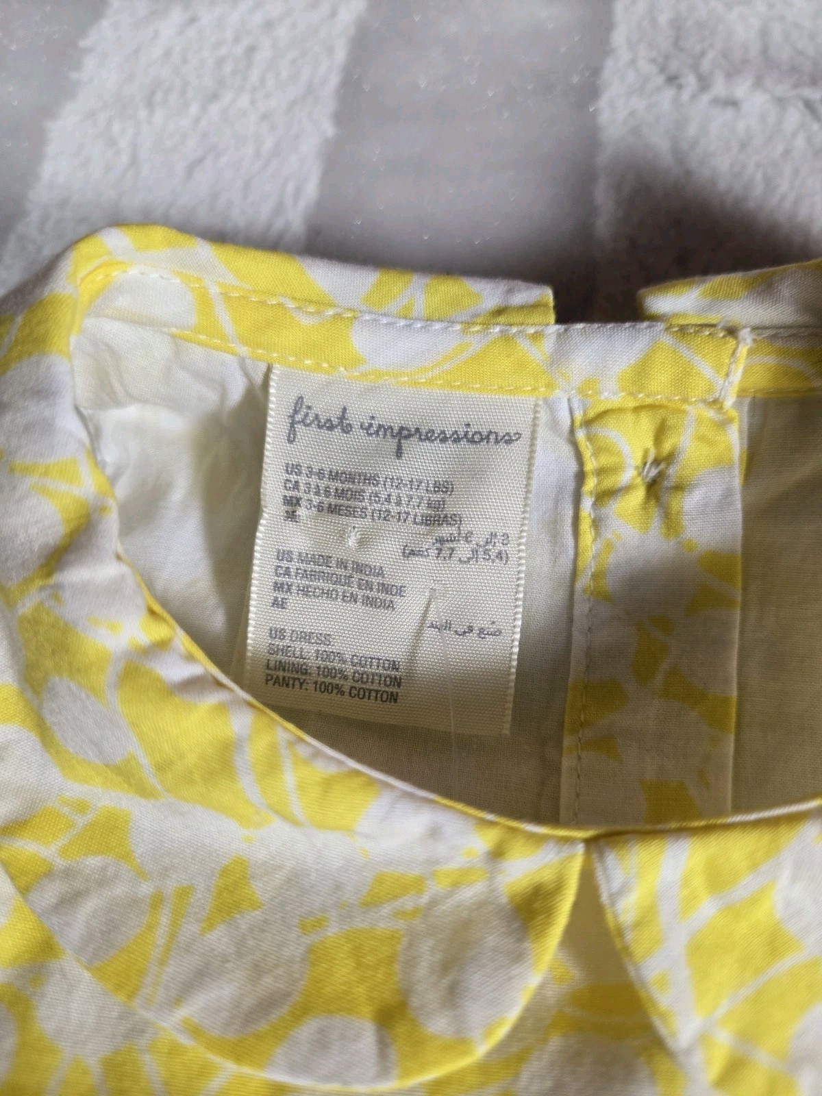 First Impressions Baby Girls Floral Yellow EASTER Dress Set 3-6 Months NWT
