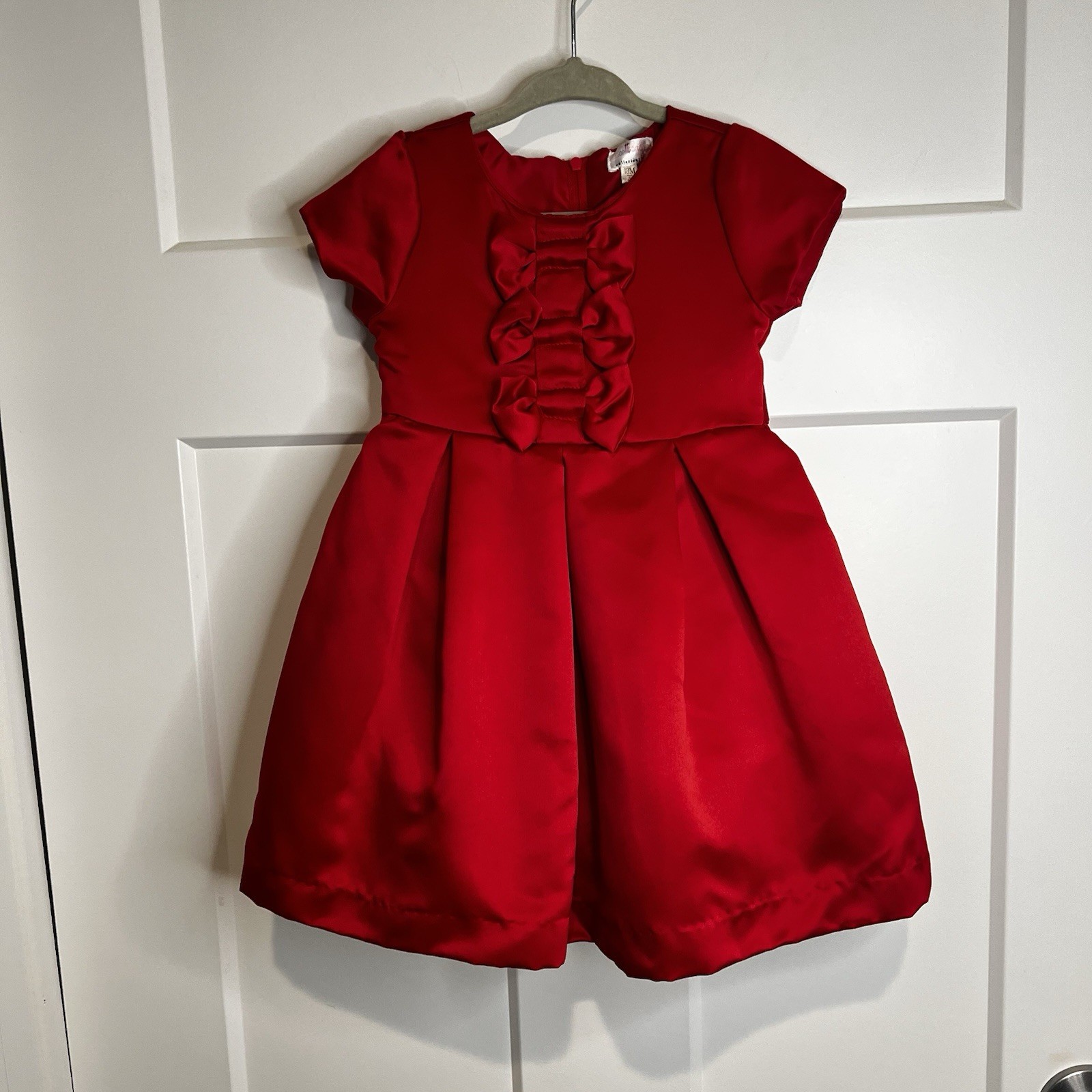 biscotti baby girl Collezioni Red Satin Dress Size 18 Months Bloomers Bows