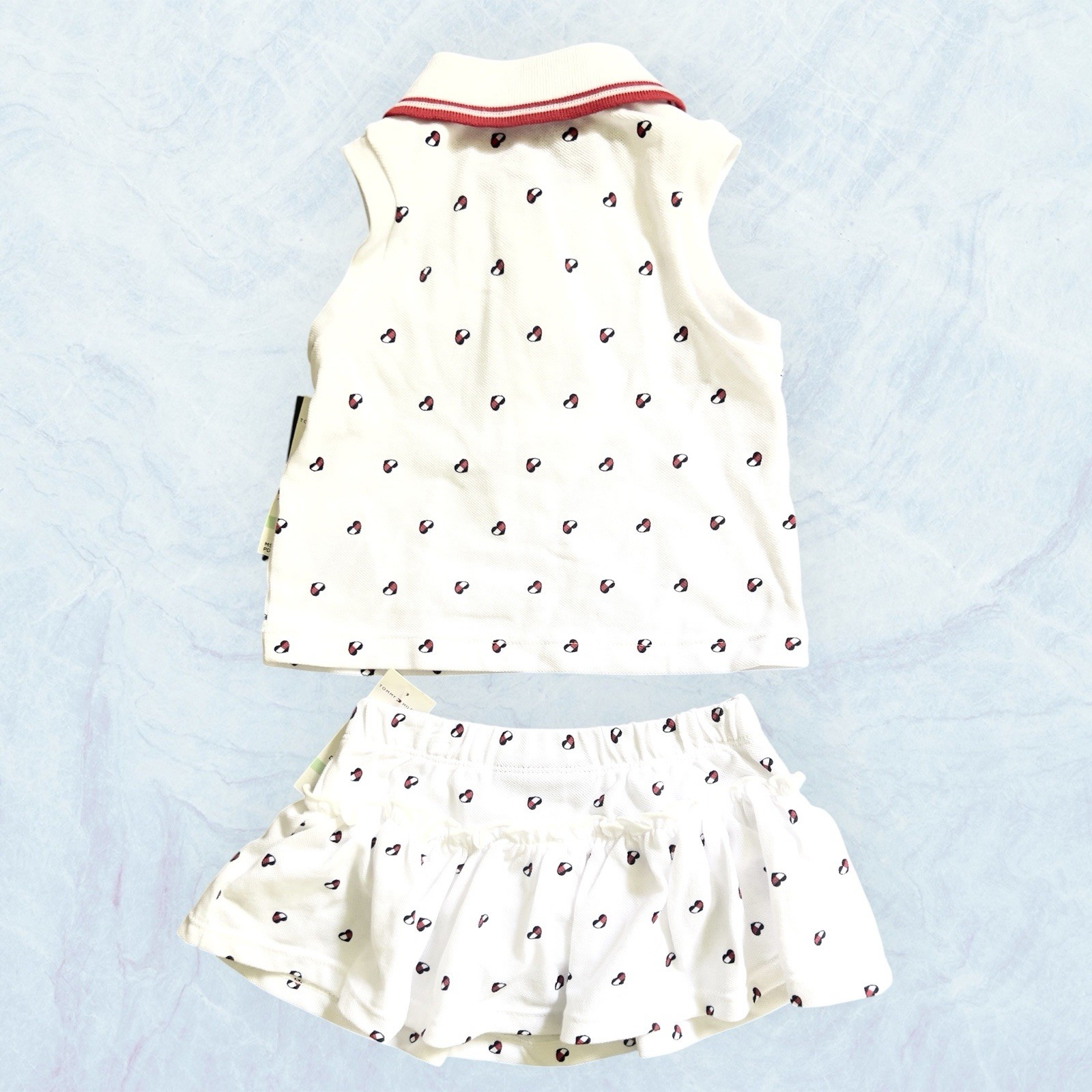 Tommy Hilfiger Girls 2 Pc Skort Set Size 18 Months Red White Blue NWT New