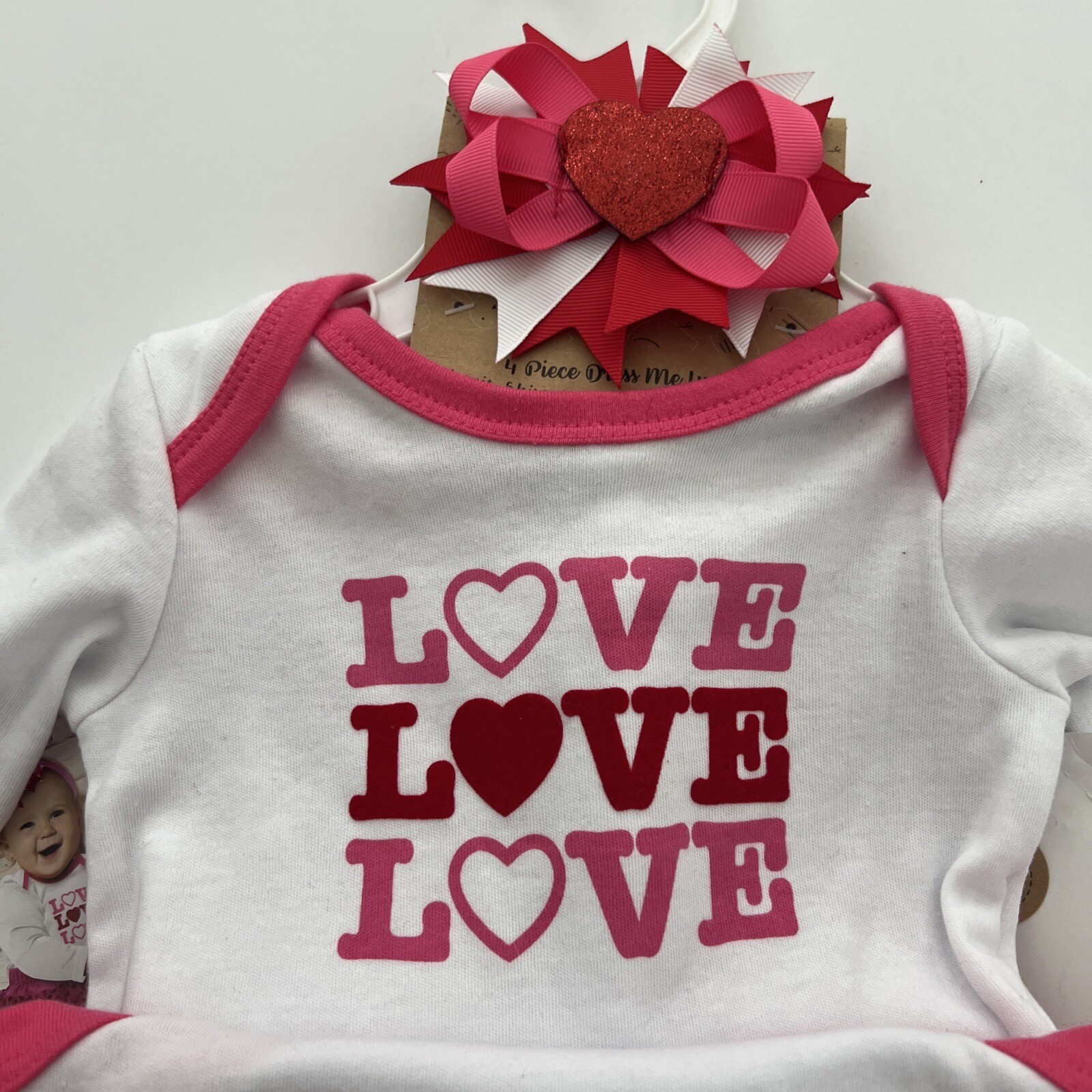 Baby Girls “Love” 5 Pc VALENTINES Outfit Sz 9 mo Tutu Leggings & Hair Bow! NWT