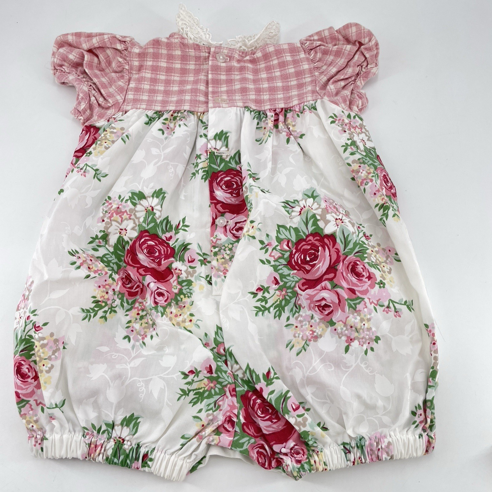 Carters 1 year Baby Infant Girl Smocked Romper with Bonnet Pink Snaps Cotton