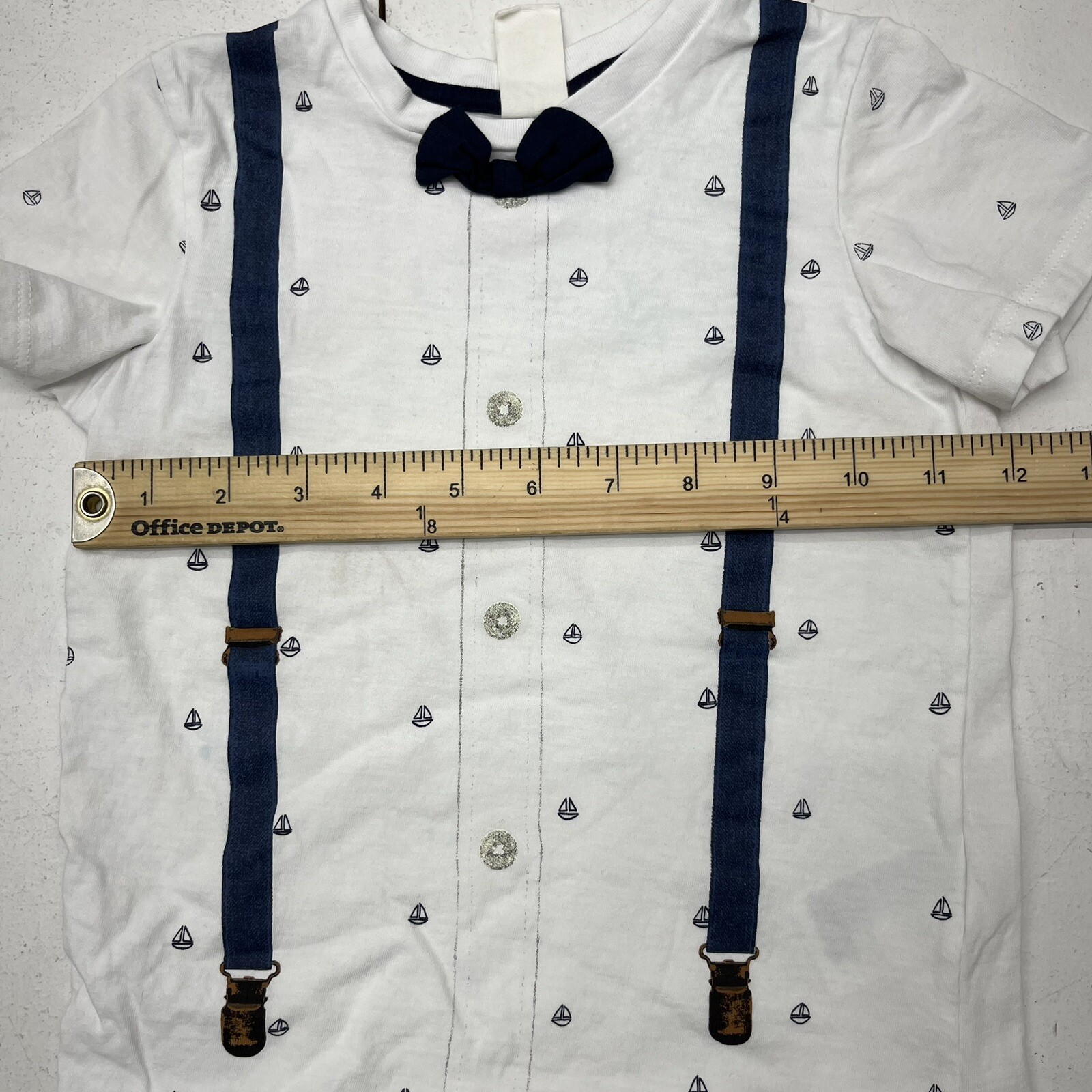 H&M White & Blue Sail Boat 2 Piece Set Boys Size 2T