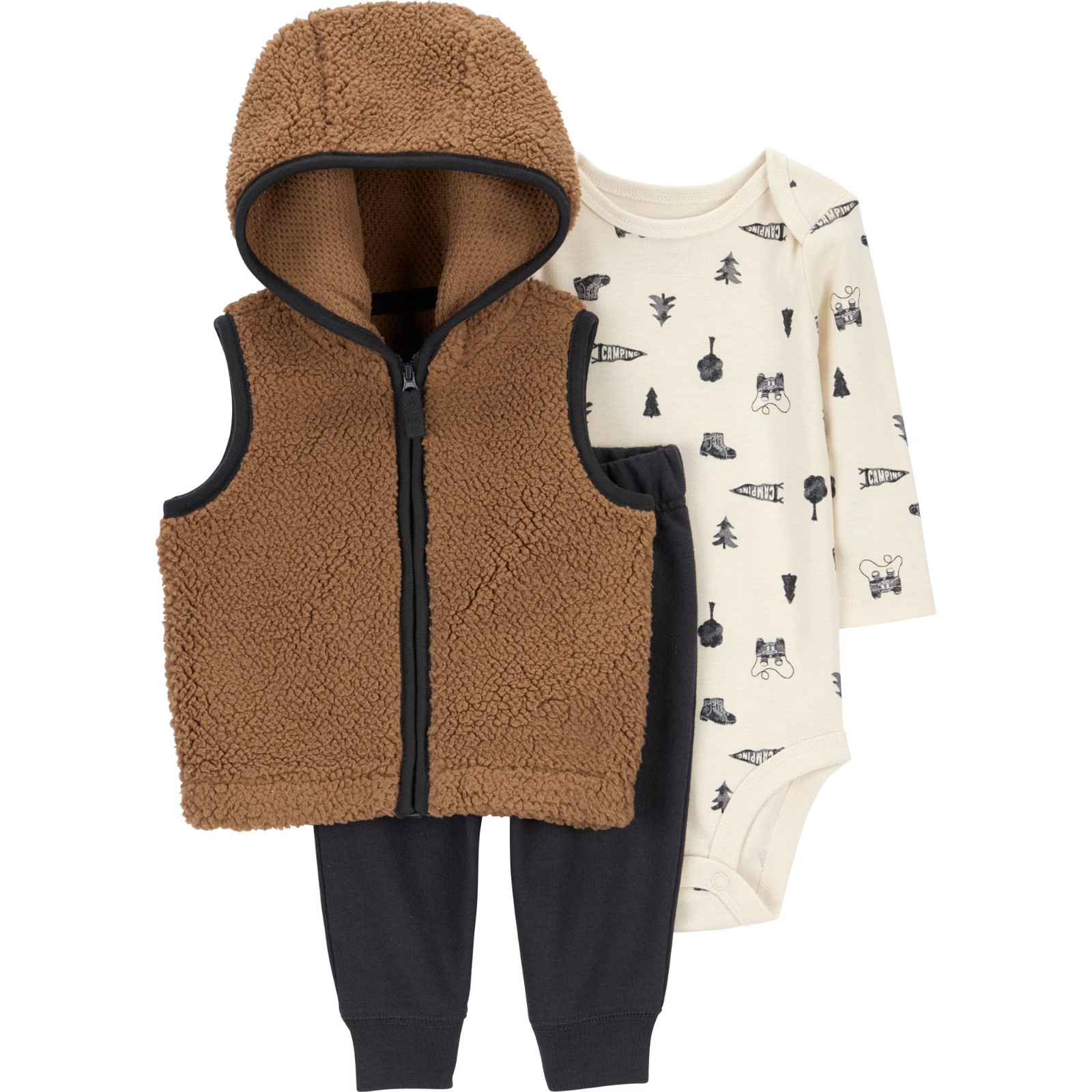 Carter’s Child of Mine Baby Boy 3 pc Vest Outfit Set-Brown-24M-NWT