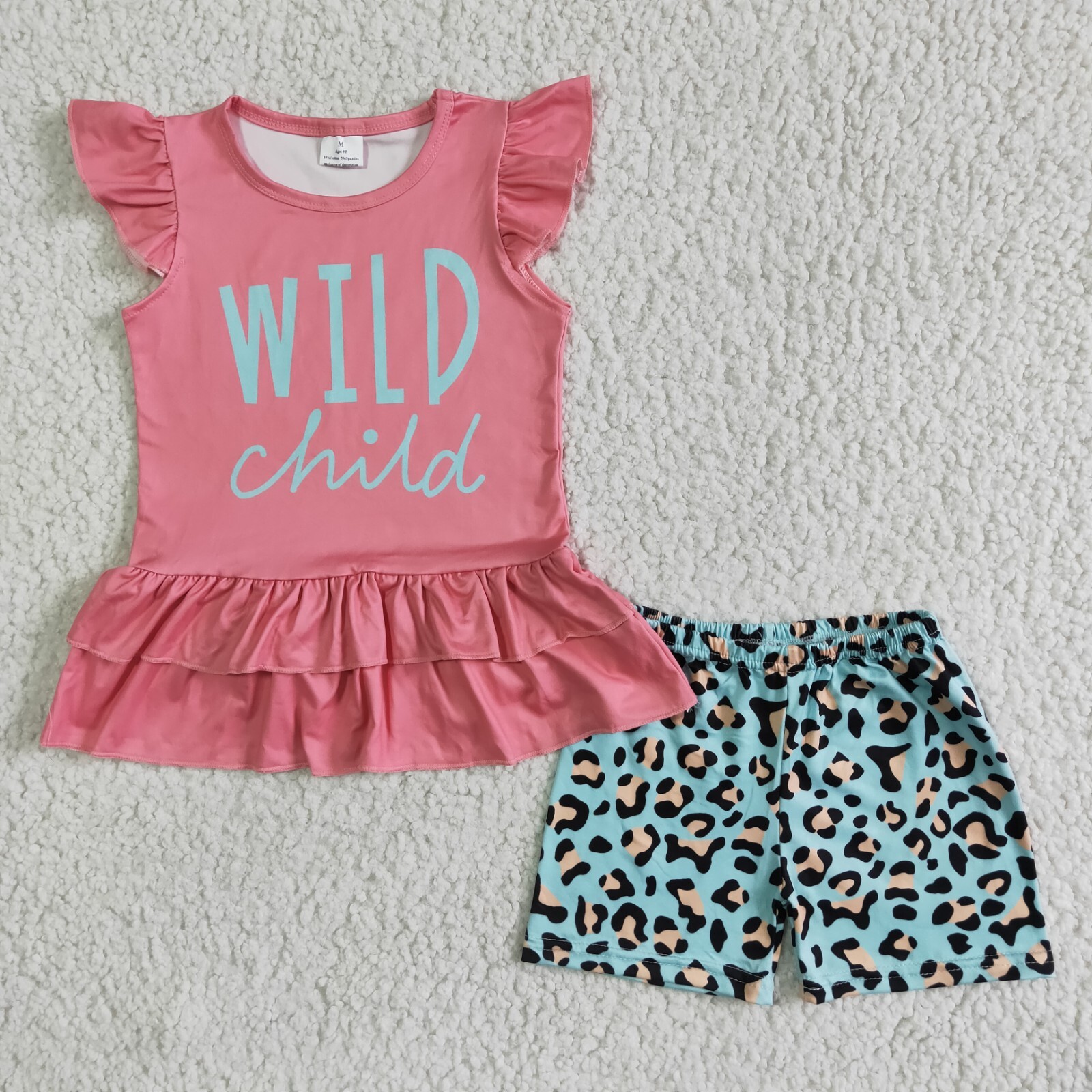 New Summer Boutique Clothing Wild Child &Leopard Shorts Outfit