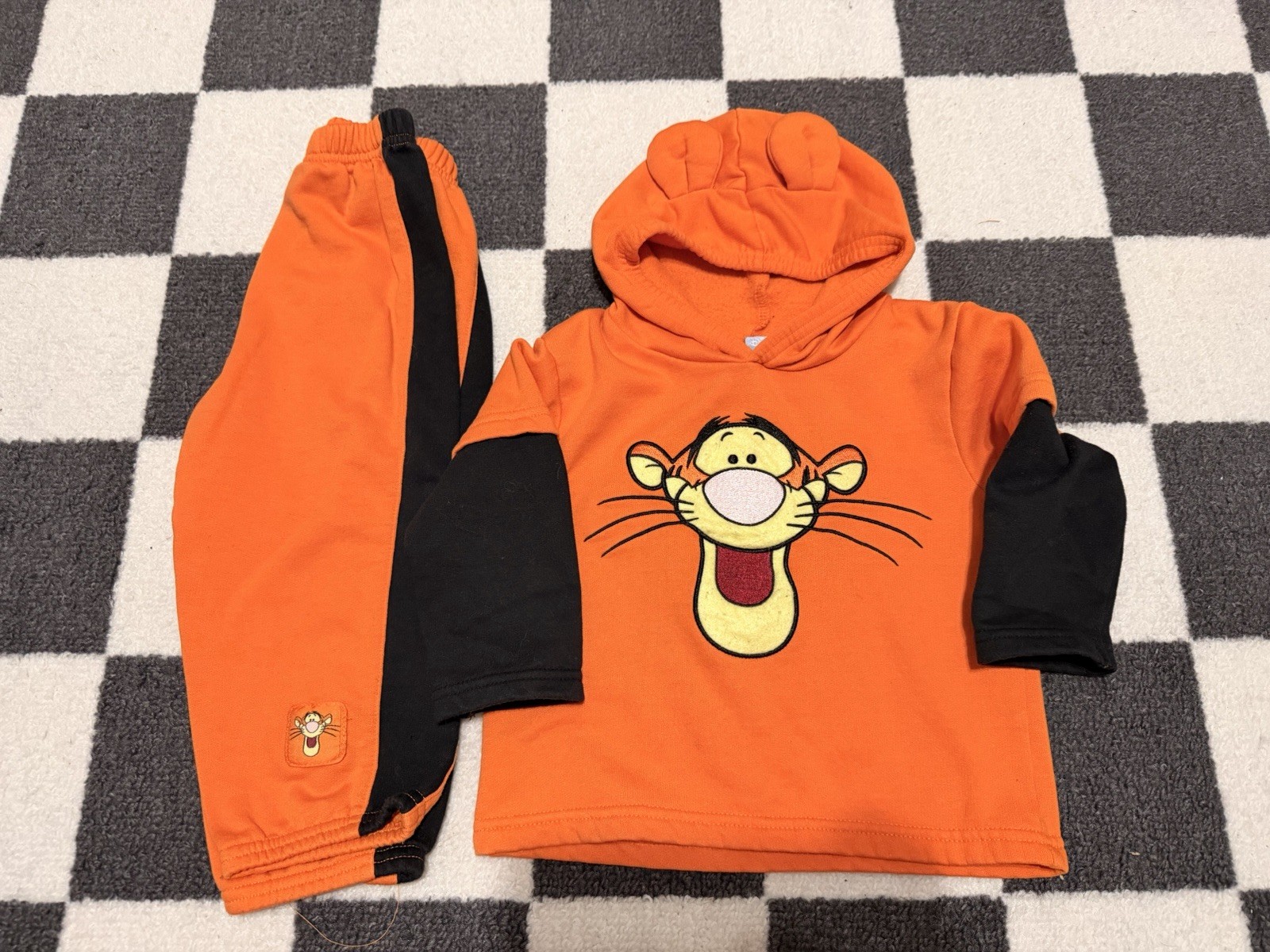 Vintage Disney Tigger 2-Pc Fleece Cotton Hoodie & Pants Set 24M Orange