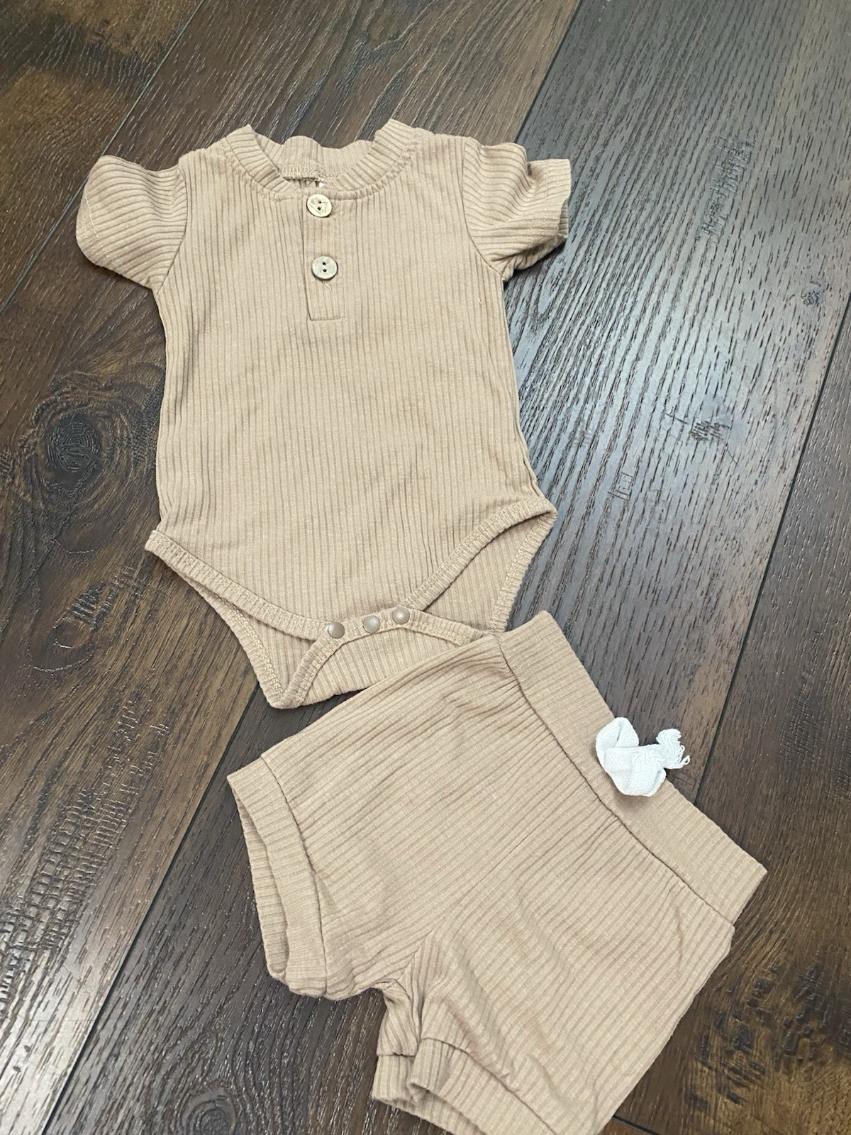 Boys or girls khaki shirt and shorts size 0/3 months #2