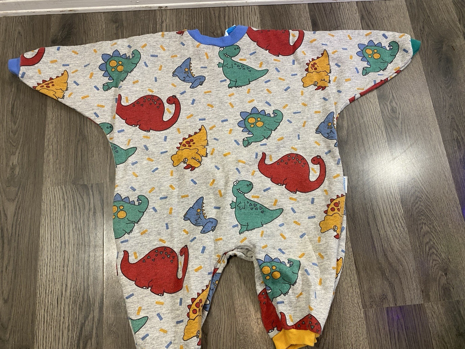 Vintage Fisher Price Dino Warm Winter Baby Romper Outfit Size 12 Months