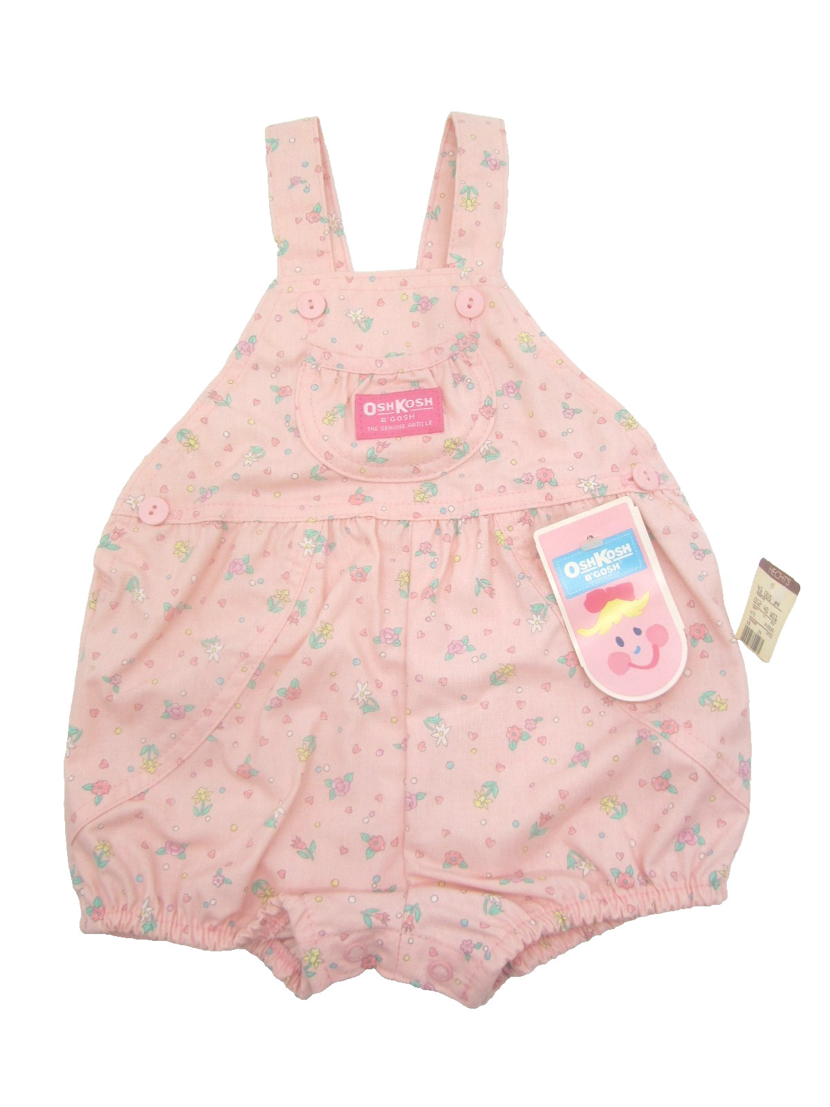 VTG Baby B’Gosh Oshkosh Pink Floral Print Bubble Shortalls Sz 24month NEW W TAGS