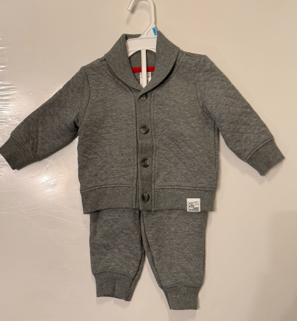 NWOT Carter’s Baby 6M quilted 2pc set jogger pant and button up gray