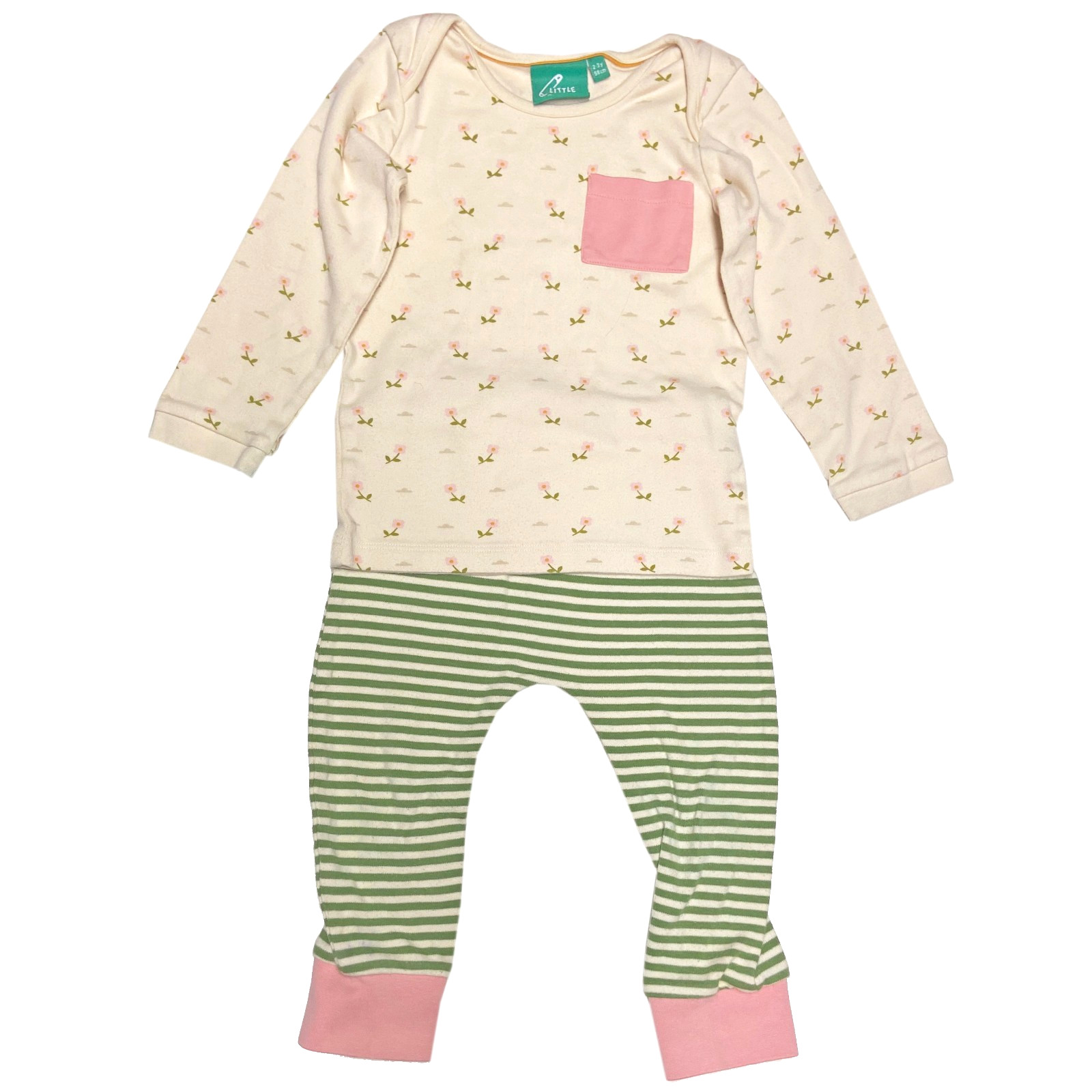 Little Green Radicals 2-Piece Top/Pants Set Size 2-3 Years Flowers Stripes *READ