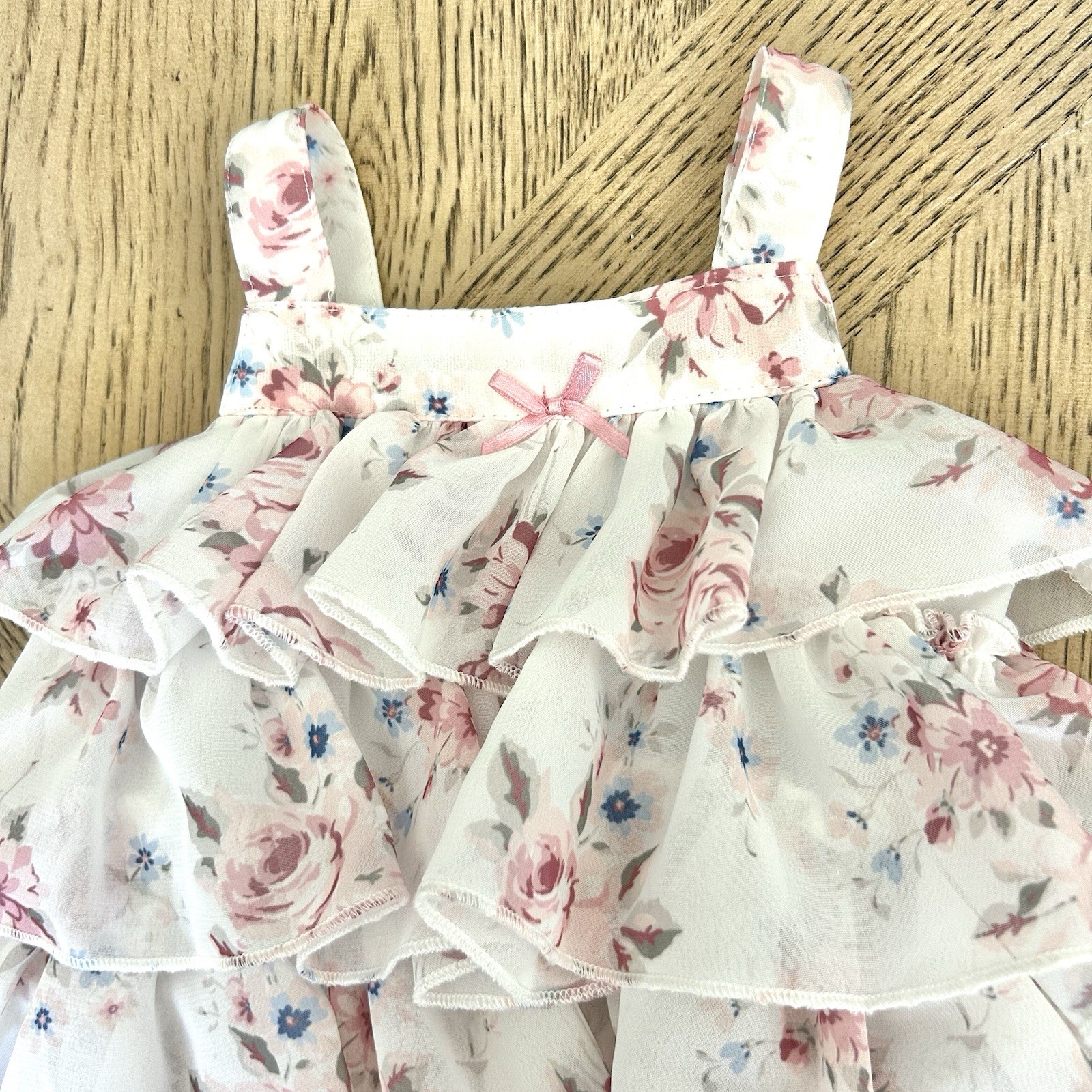 Edgehill Collection Baby Girl Size 6mo Pink One Piece Romper Chiffon Ruffles