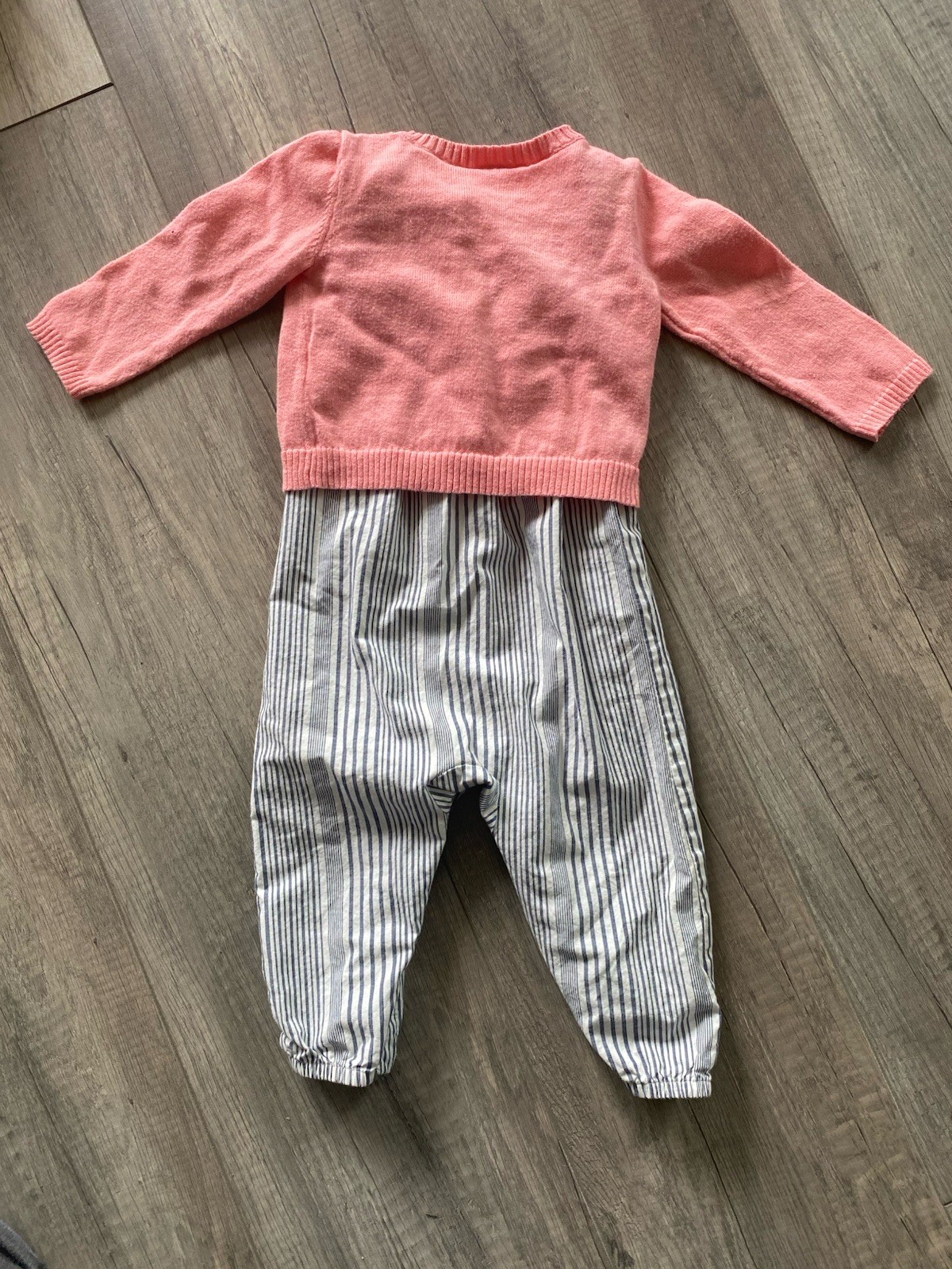 Carter’s 2-Piece Girls Outfit Set Pink Knit Cardigan & Striped Pants 9M