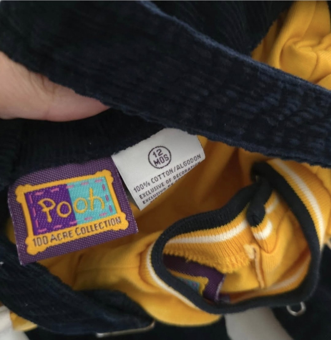 Vtg Disney Winnie the Pooh Corduroy Overalls And Bodysuit 12m Airplane Set