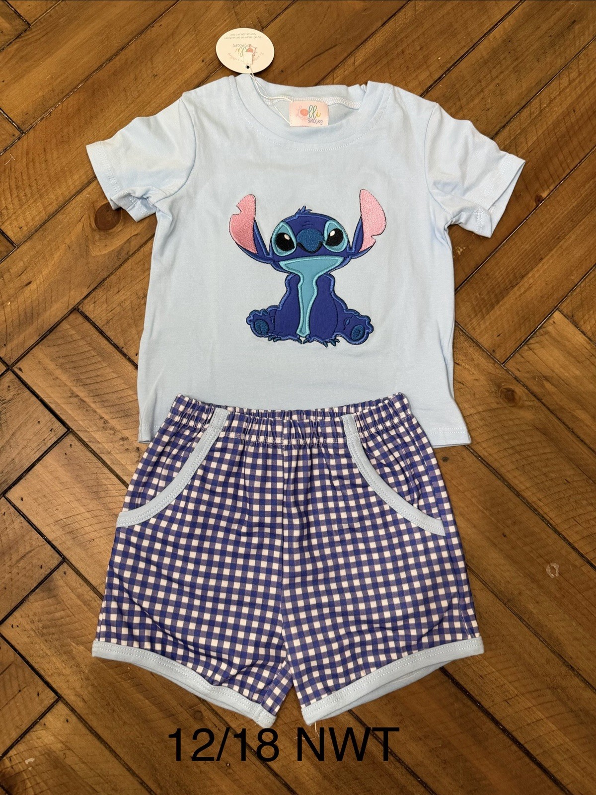 Lolli Smocks Stitch Embroidered Shirt And Knit Shorts 12/18 Months