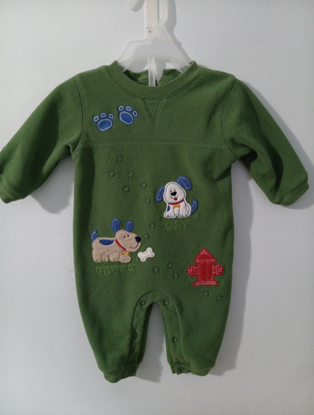 Vintage Baby Boys Size 3-6 Months Cute Fleece Puppy 1-Piece Outfit First Moments