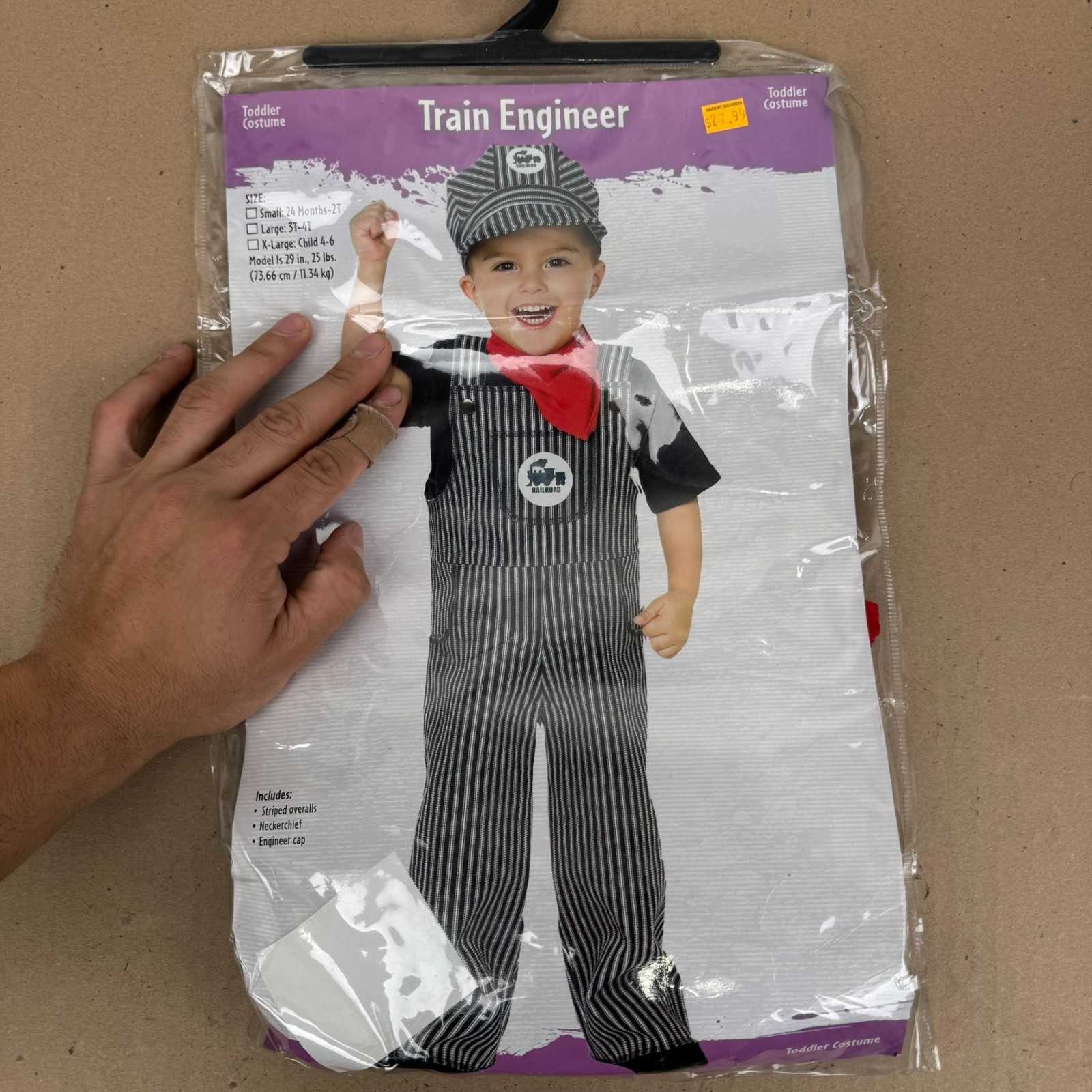 Fun World Train Engineer Toddler Size S 24M-2T Railroad Conductor 3pc set