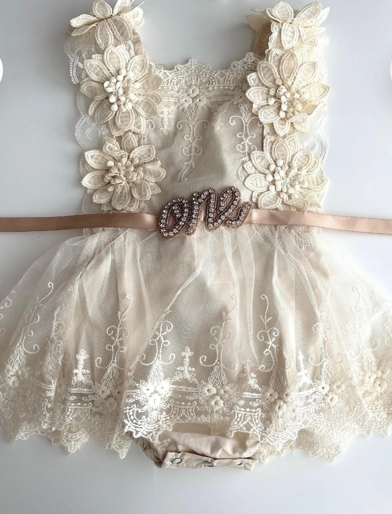 Fairy Floral Boho Baby Girl Rhinestone ONE – Cake Smash Party Outfit