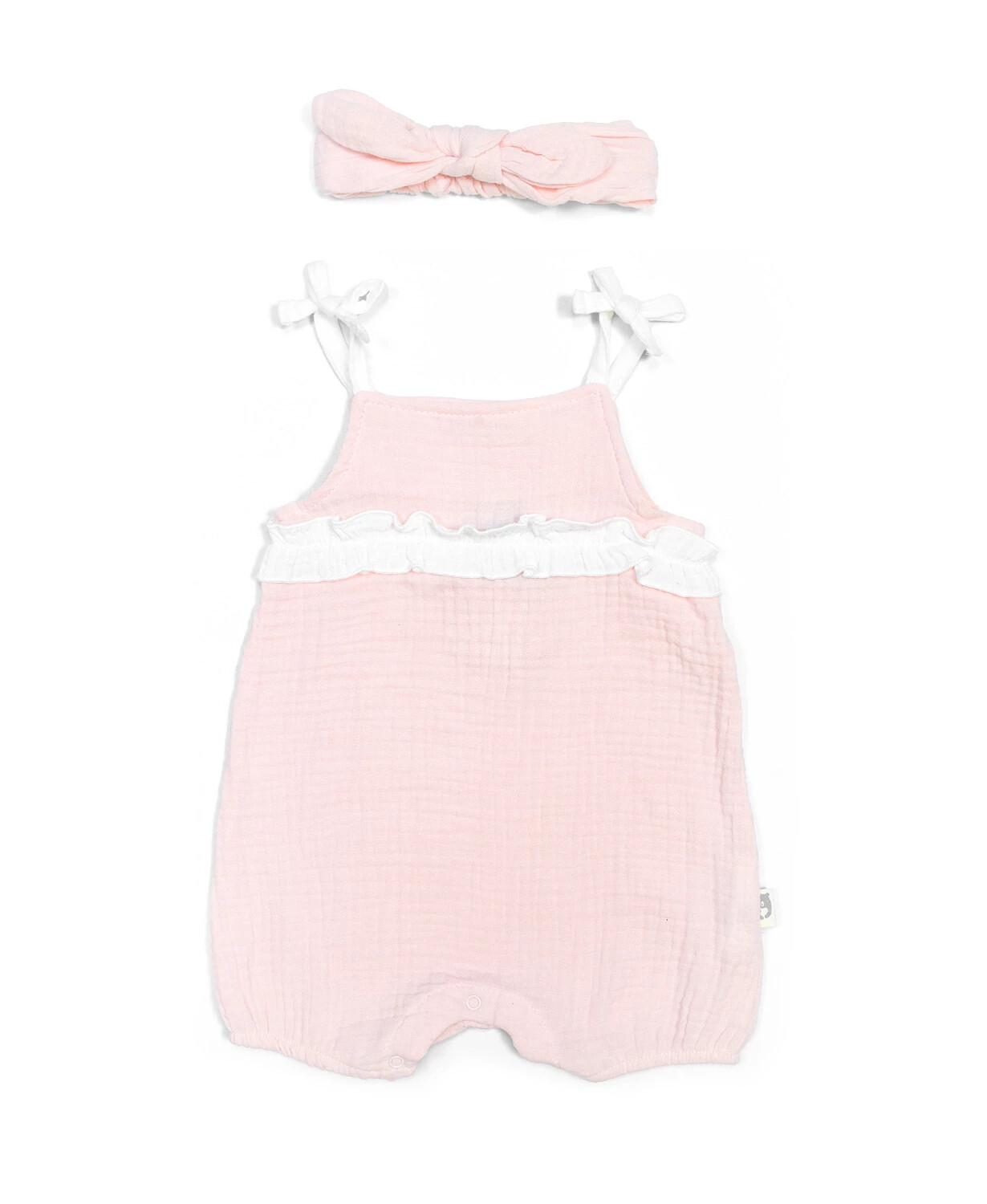 RABBIT+BEAR 2 Piece Romper & Headband Set Organic Cotton Pink 3-6 Months – NWT