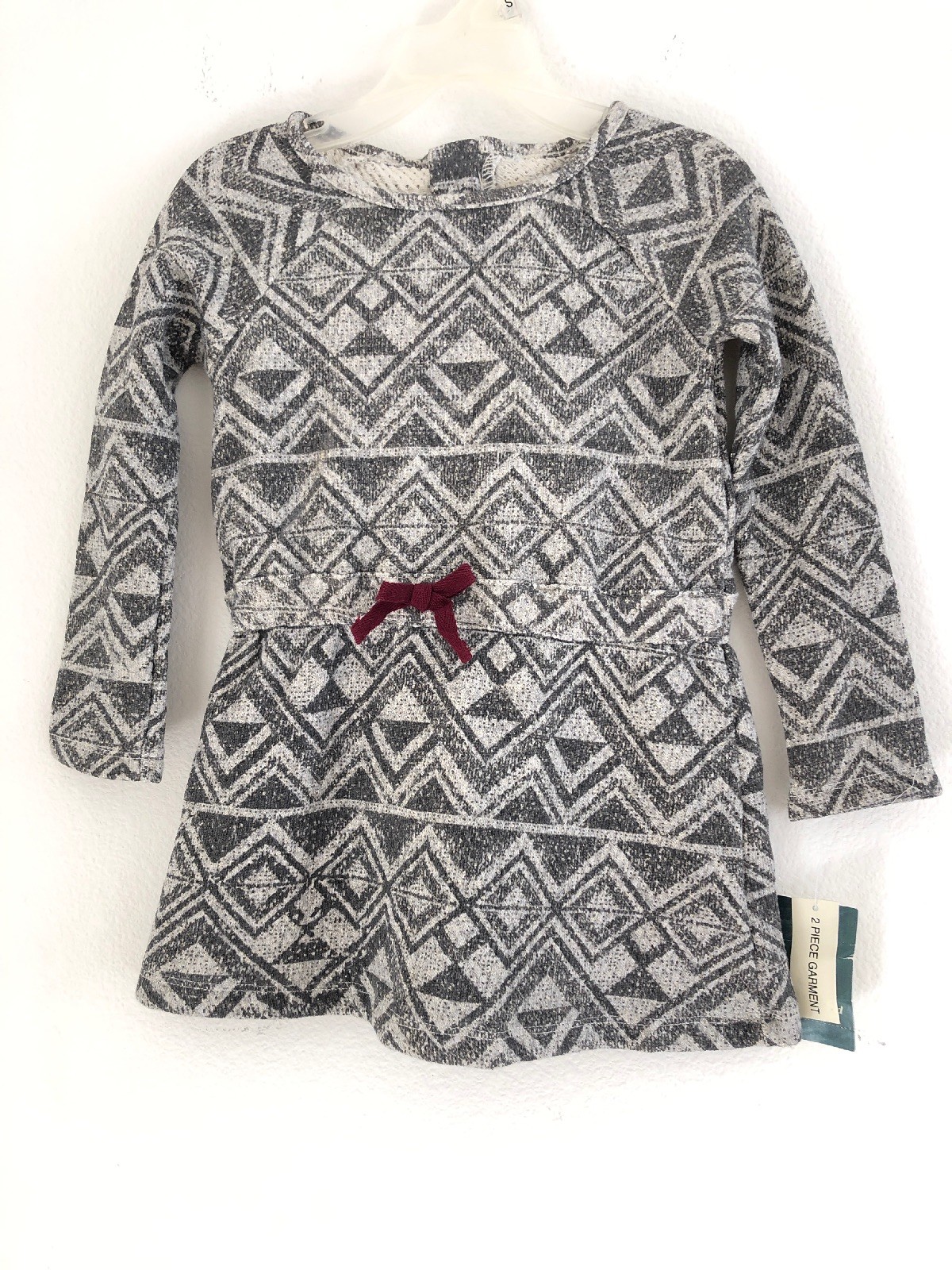 Lucky Brand Toddler Girl Size 3T Rayon Gray Gold Dress Outfit