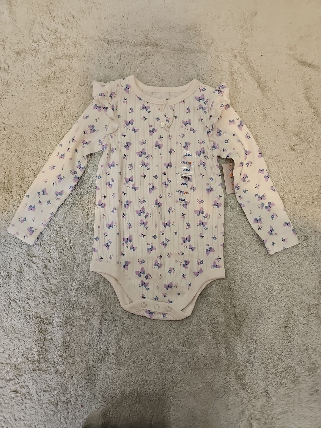 Garanimals Long Sleeves Cream With Butterflies And Blue Pants Size 24M