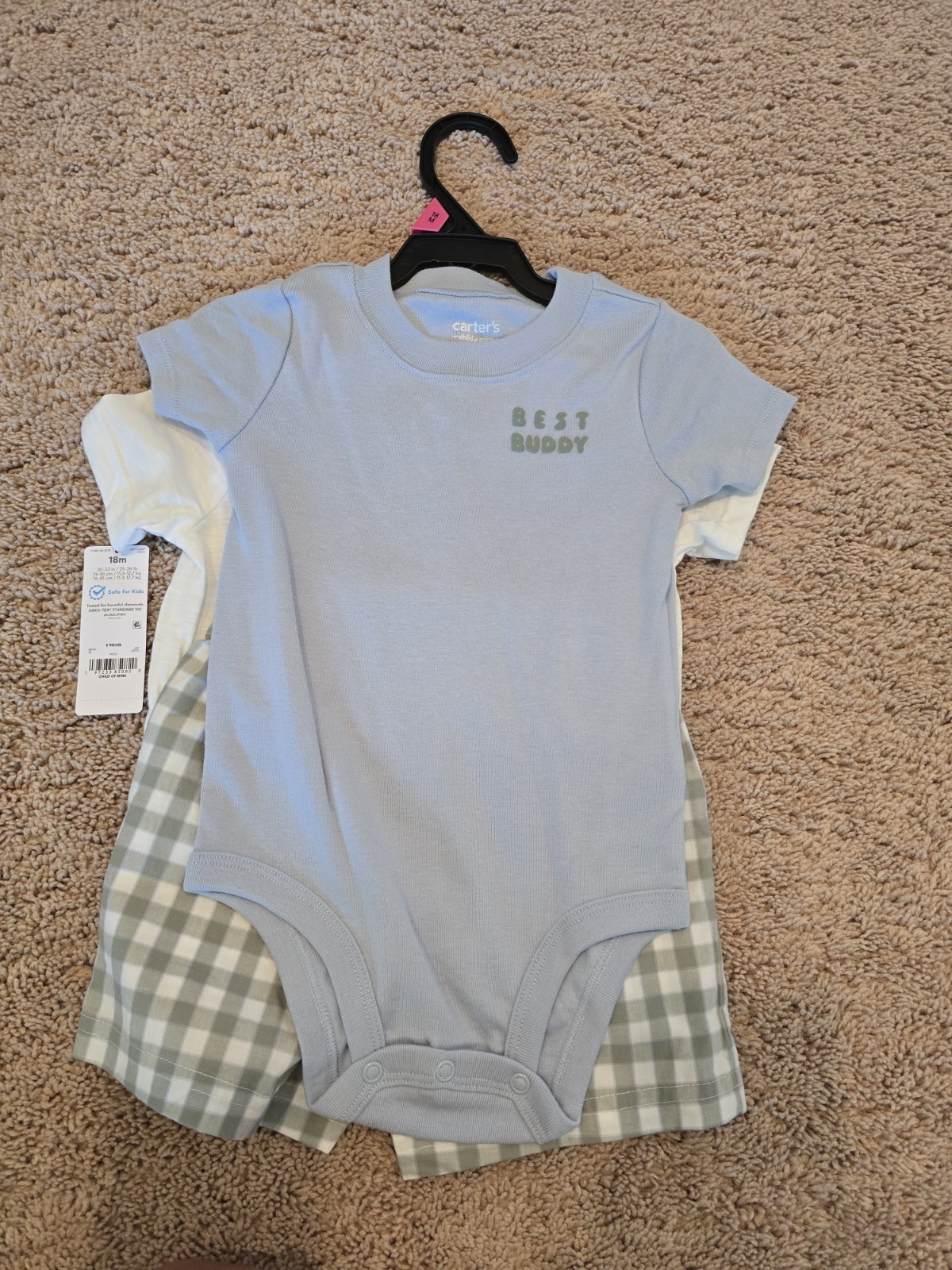 **Carter’s** 3 pc SET ***Gingham** Short Sleeve Shorts SET***Nwt***FAST S/H 18M