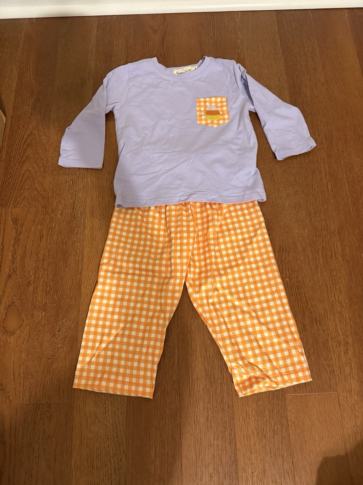 Marie Nicole Clothing Halloween Pajamas Set 12-18M 2XS Candy Corn Gingham Fall