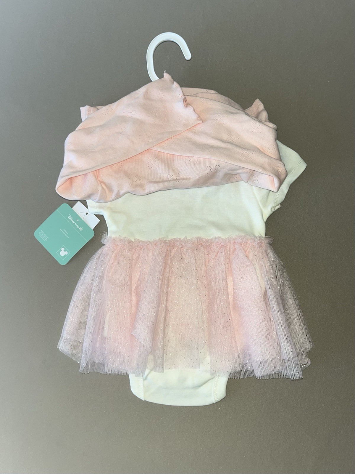 Disney Baby Girls Minnie Mouse Newborn Short Sleeve Bodysuit, Cardigan & Bow-New