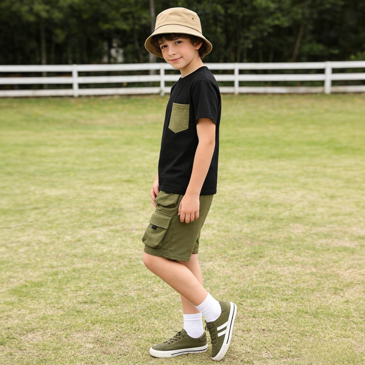 Azmxynol Tween Boys Clothes Kids Summer Short Sleeve Shirt Top Shorts 2 Pieces