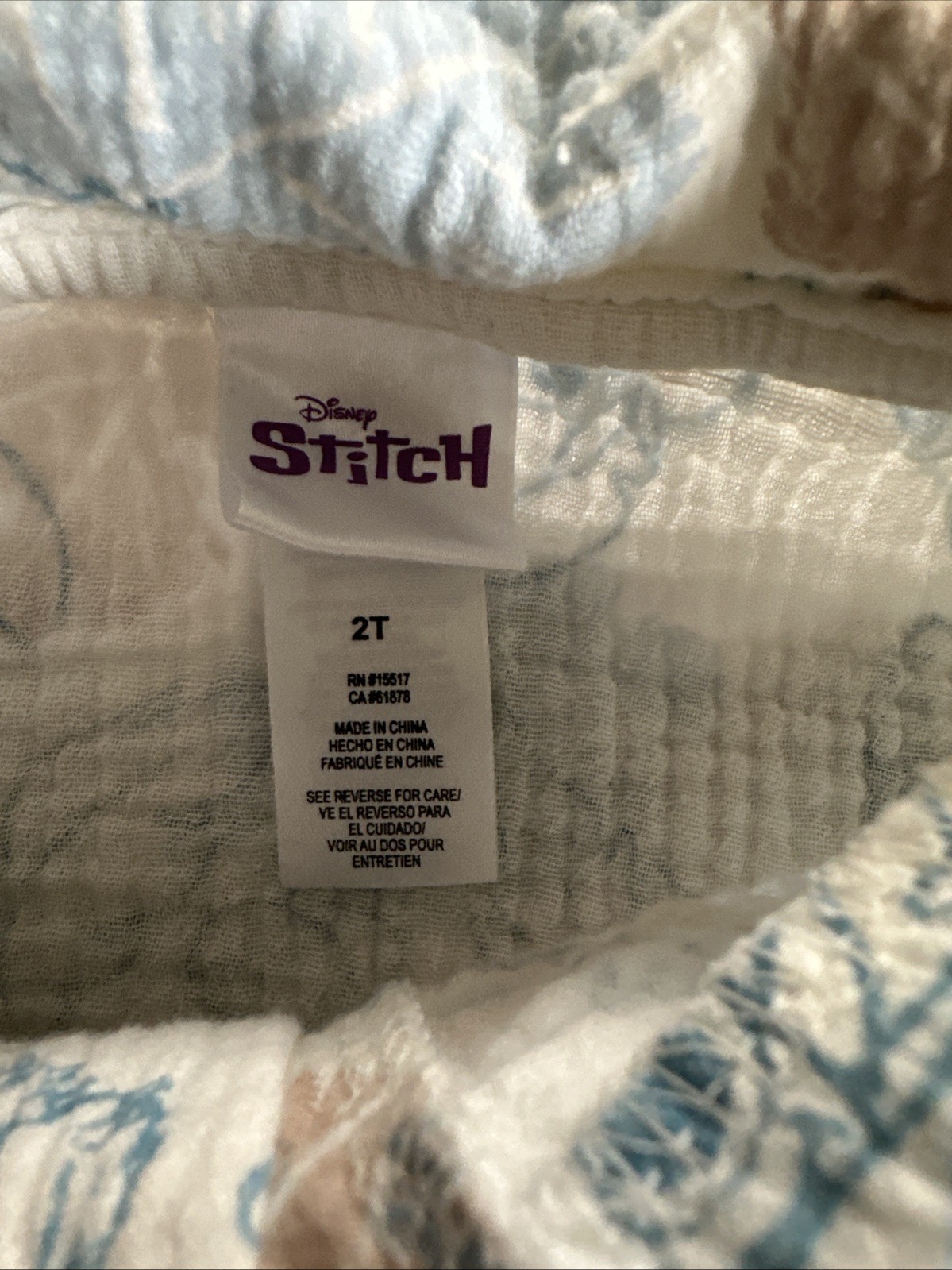 Disney Lilo And Stitch Boys Size 2T Cream Blue Outfit Shirt Shorts Cotton