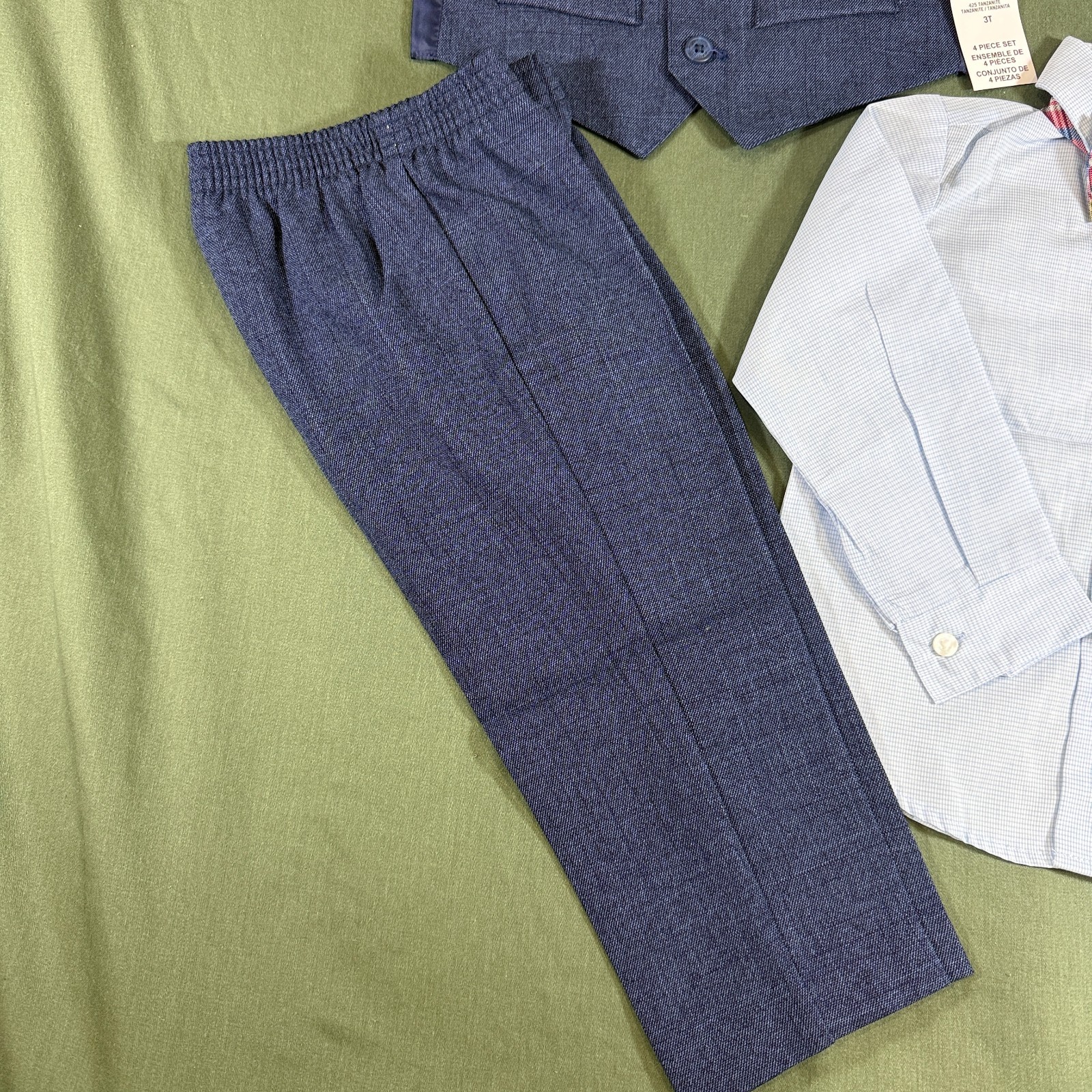 Nautica Boys 4 Piece Suit Set 3T Blue Vest Pants Shirt Bow Tie New