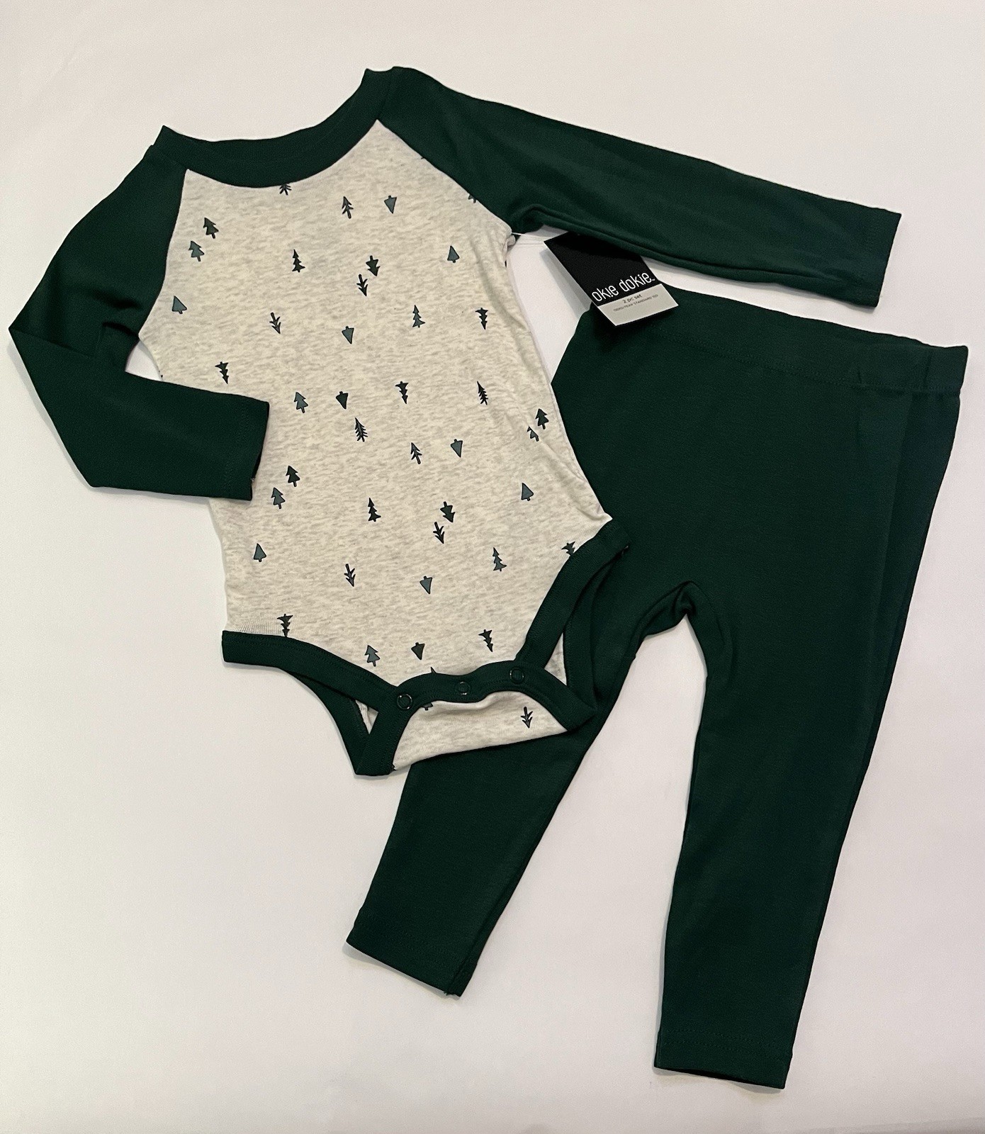 Baby Boy Clothes 12 Months Pants Bodysuit 2 PC Set Cute Outfit Green Trees New
