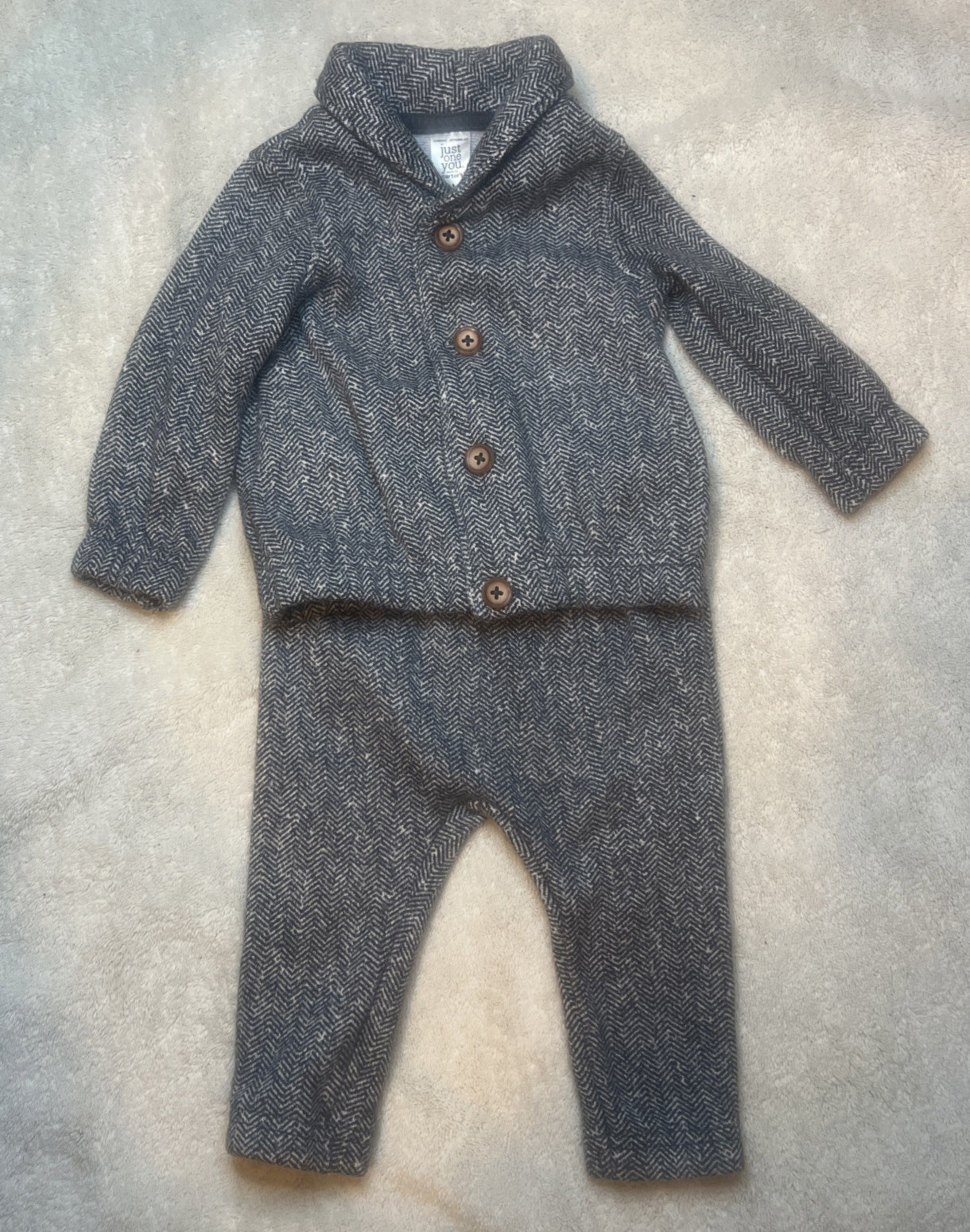 Just One You By Carters Soft Grey Pin Stripe Pattern Suite Jacket and Pants 6M