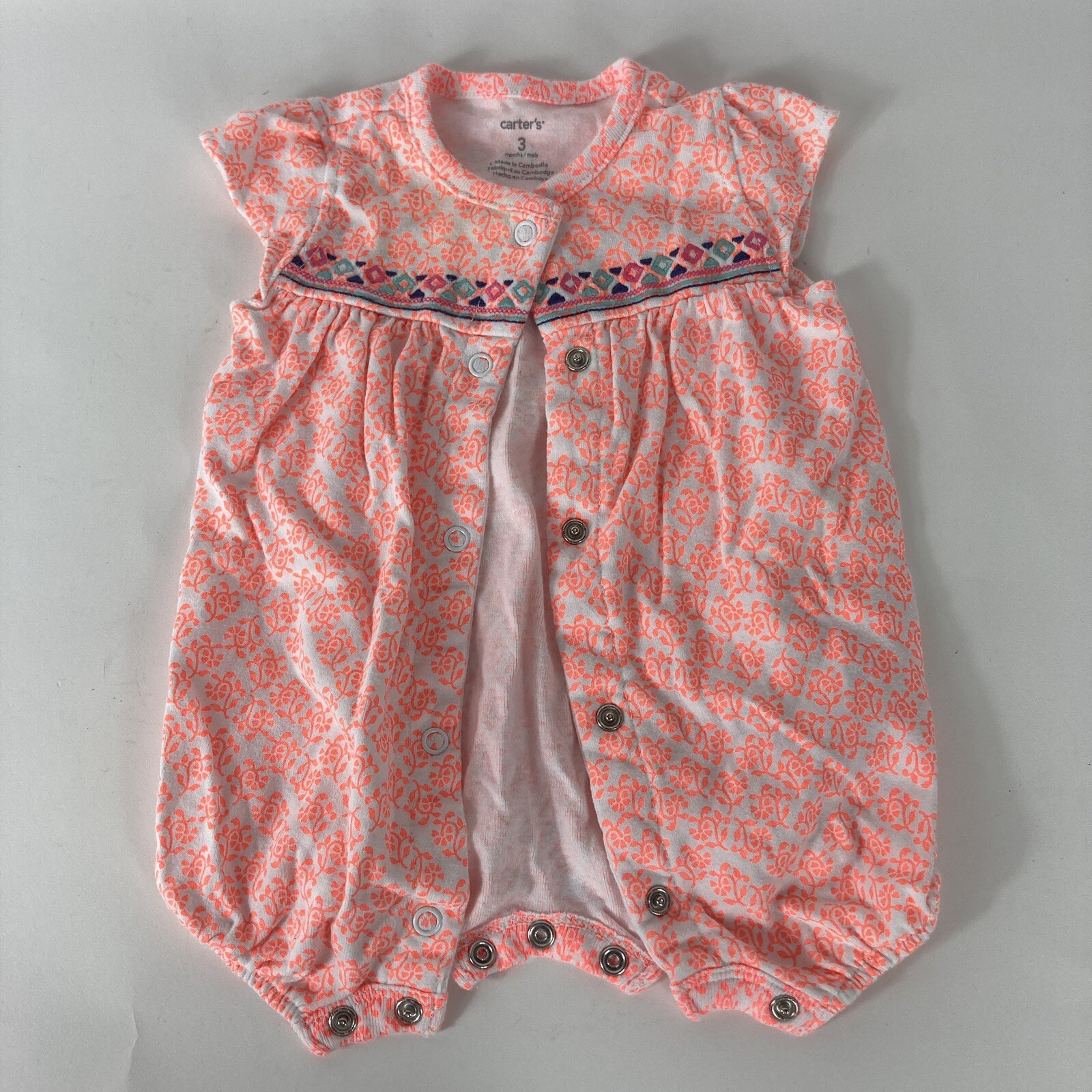 Carter’s Summer One-piece Romper Top Baby Girl Size 3 Months