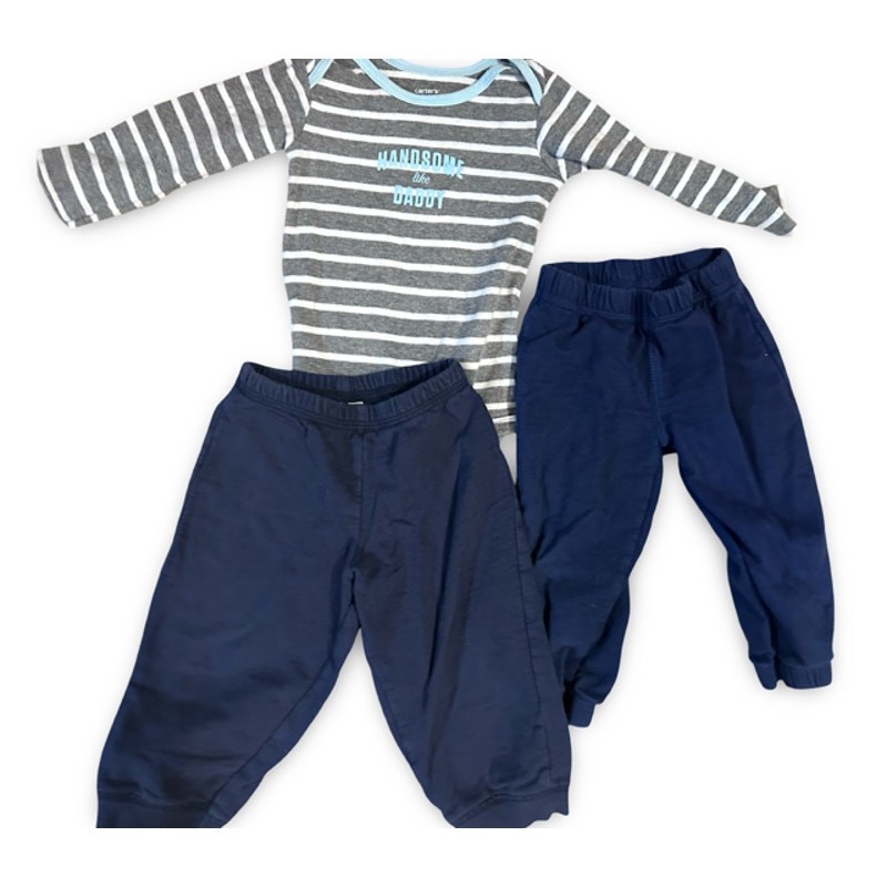Carter’s Baby Lot 12 Months | 2 Pants + 1 Long Sleeve Bodysuit | Blue Gray White