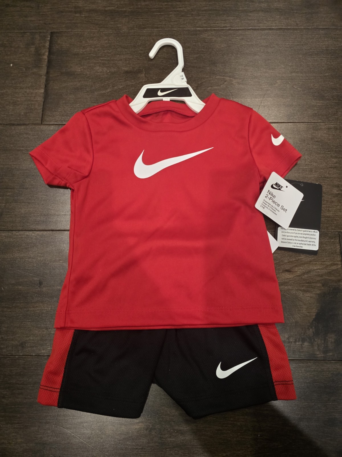 Nike Toddler Boys Just Do It Red White Black Shorts and shirt Set 24M New
