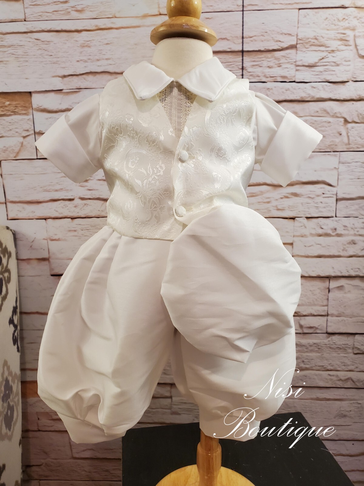 Baby Boy Christening Outfit, Blessing or Baptism Outfit, Color Ivory 5 Pieces