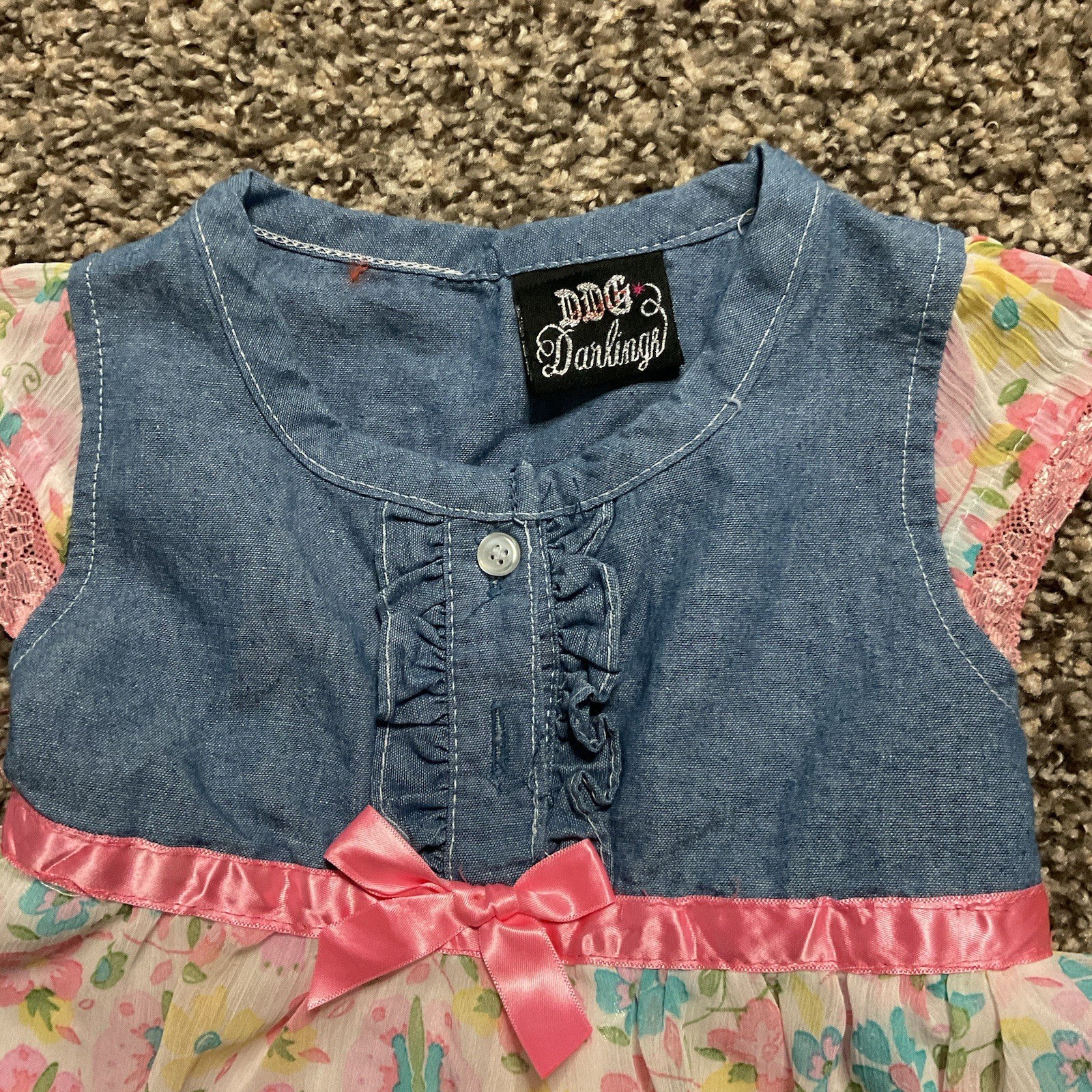 DDG Darlings Toddler 24M Floral Denim Dress