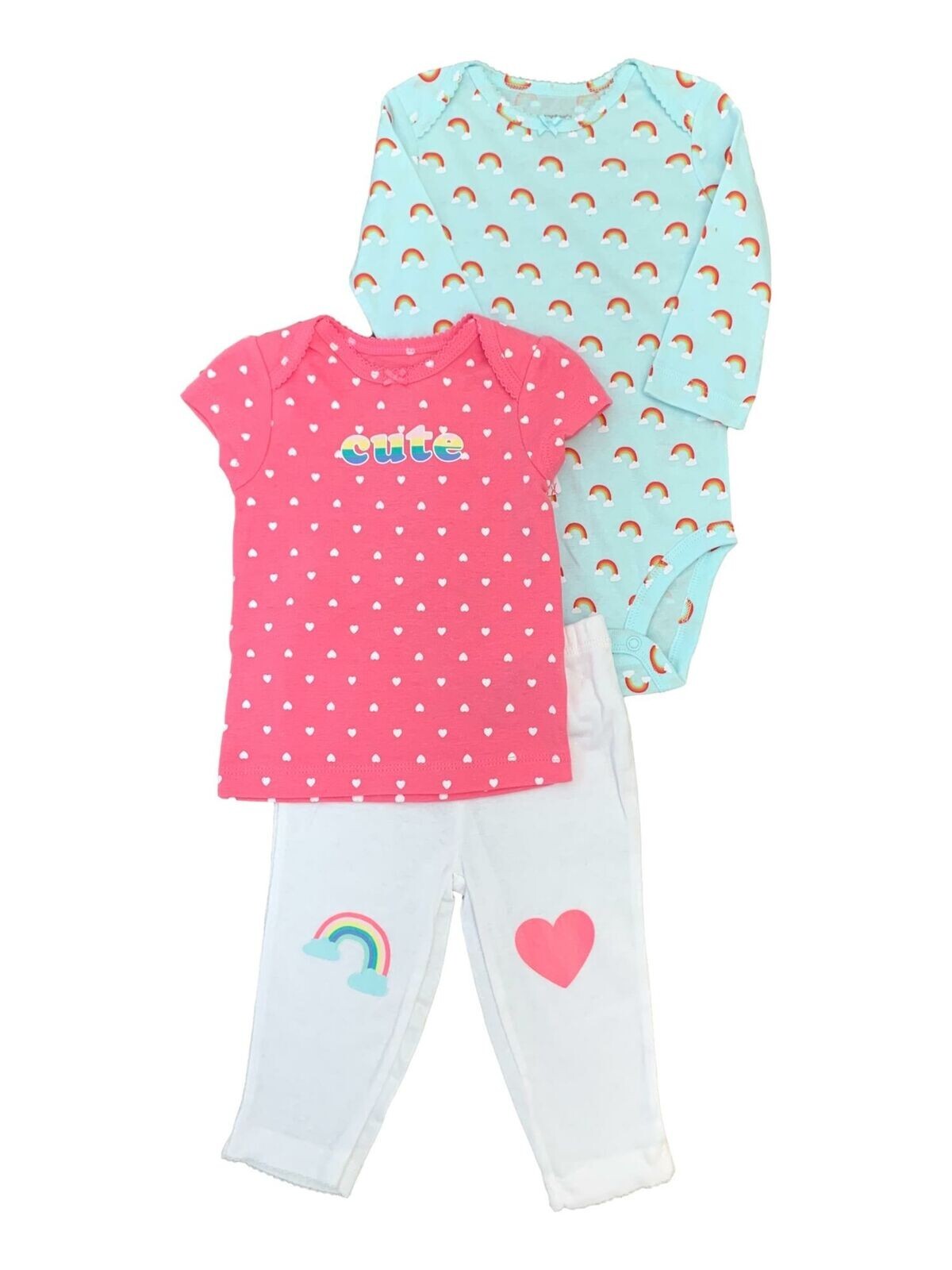 New Carter’s Baby Girl 3 Piece Cute Rainbow Set 6M 9M 12M