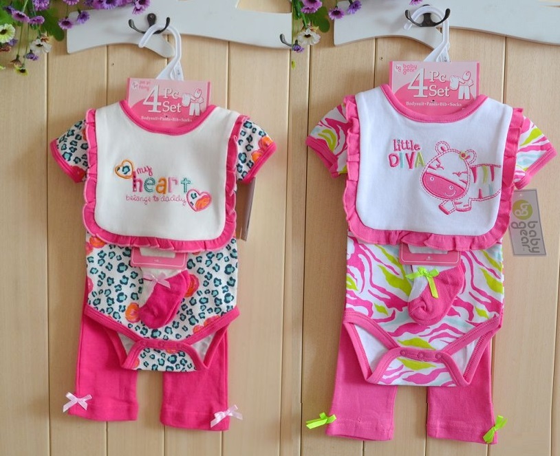 Baby Girl 4pc SET *Daddy’s Girl* Little Diva* Short Sleeve Outfit 3m.6m.9m.12m