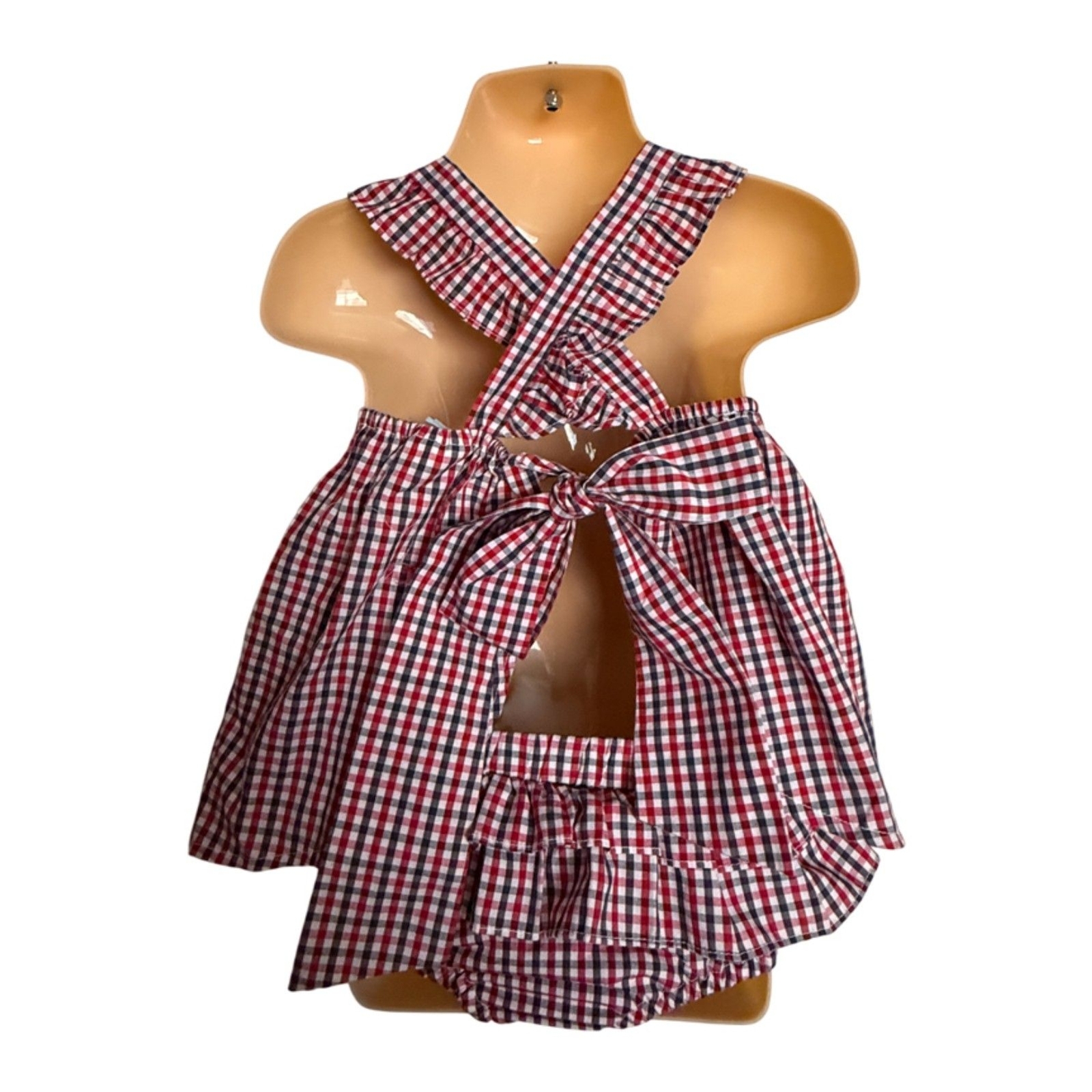 Honesty Monogram Red & Blue Plaid Pinafore Set Size 24 Months
