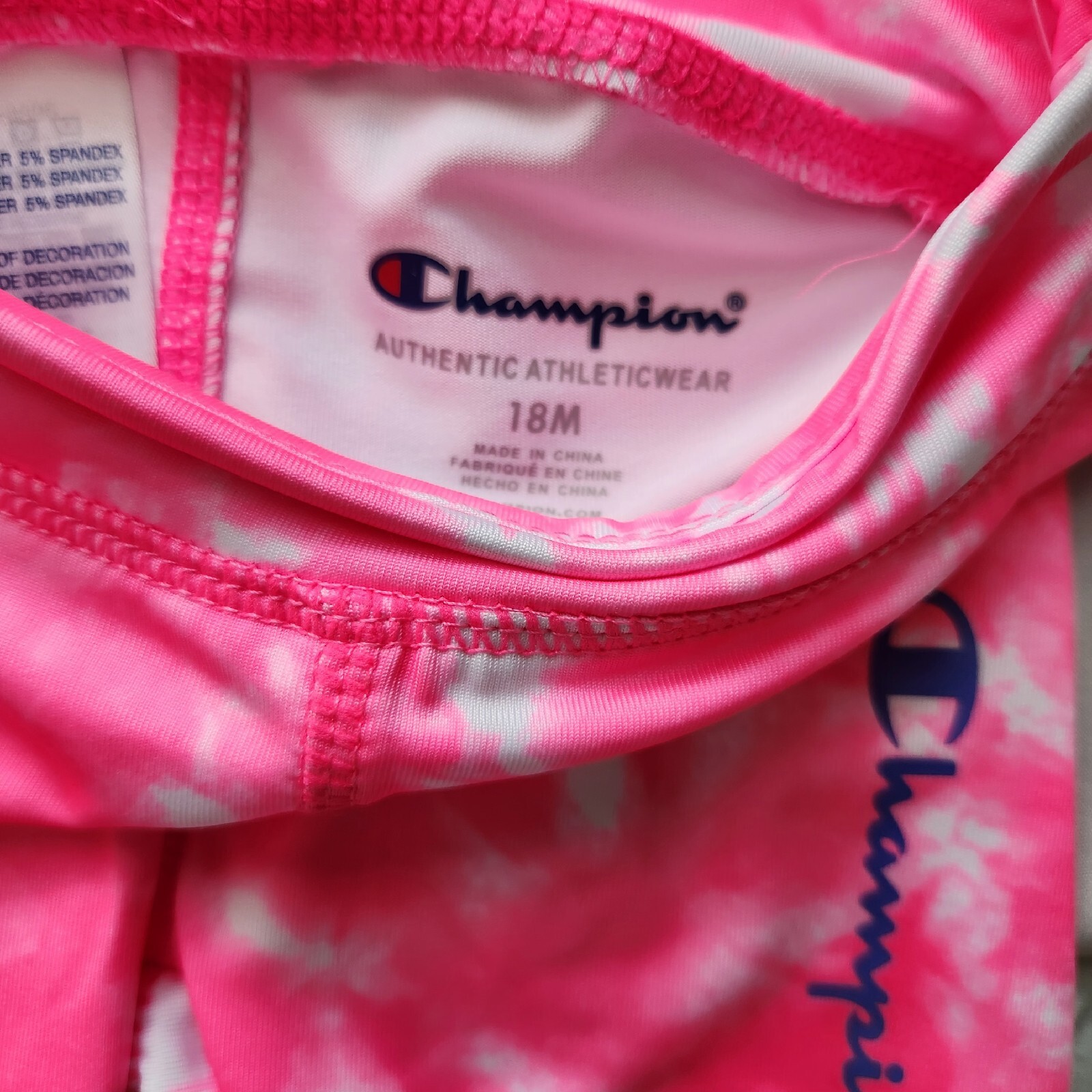 2 Piece Champion Outfit, Girls Size 18 Months, T Shirt, Tie Dye Shorts, Pink, MP