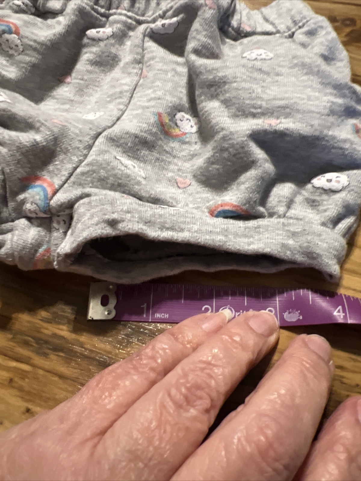 Carter’s 2 Pair Pull On W/Pockets Shorts Pink & Gray W Clouds & Rainbow Sz 12M