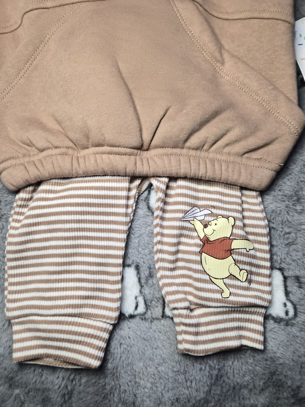 6/9 Months Winnie the Pooh Sweater And Striped Ribbed Pants Set – New
