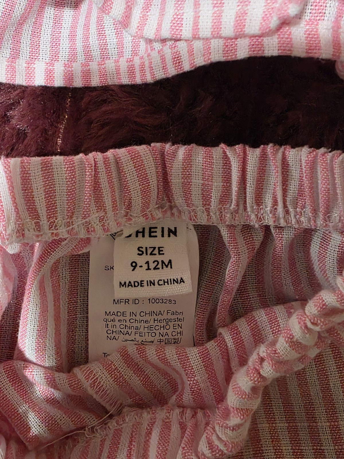 SHEIN Pink White Striped 2-Piece Sleeveless Bow Ruffle Top & Pants Set 9-12M