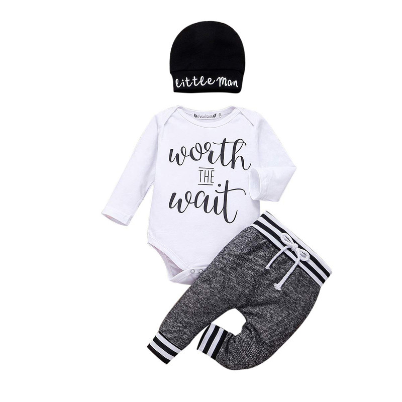 Newborn Baby Boys Matching Clothes Romper Striped Pants Hat Bodysuit Outfits