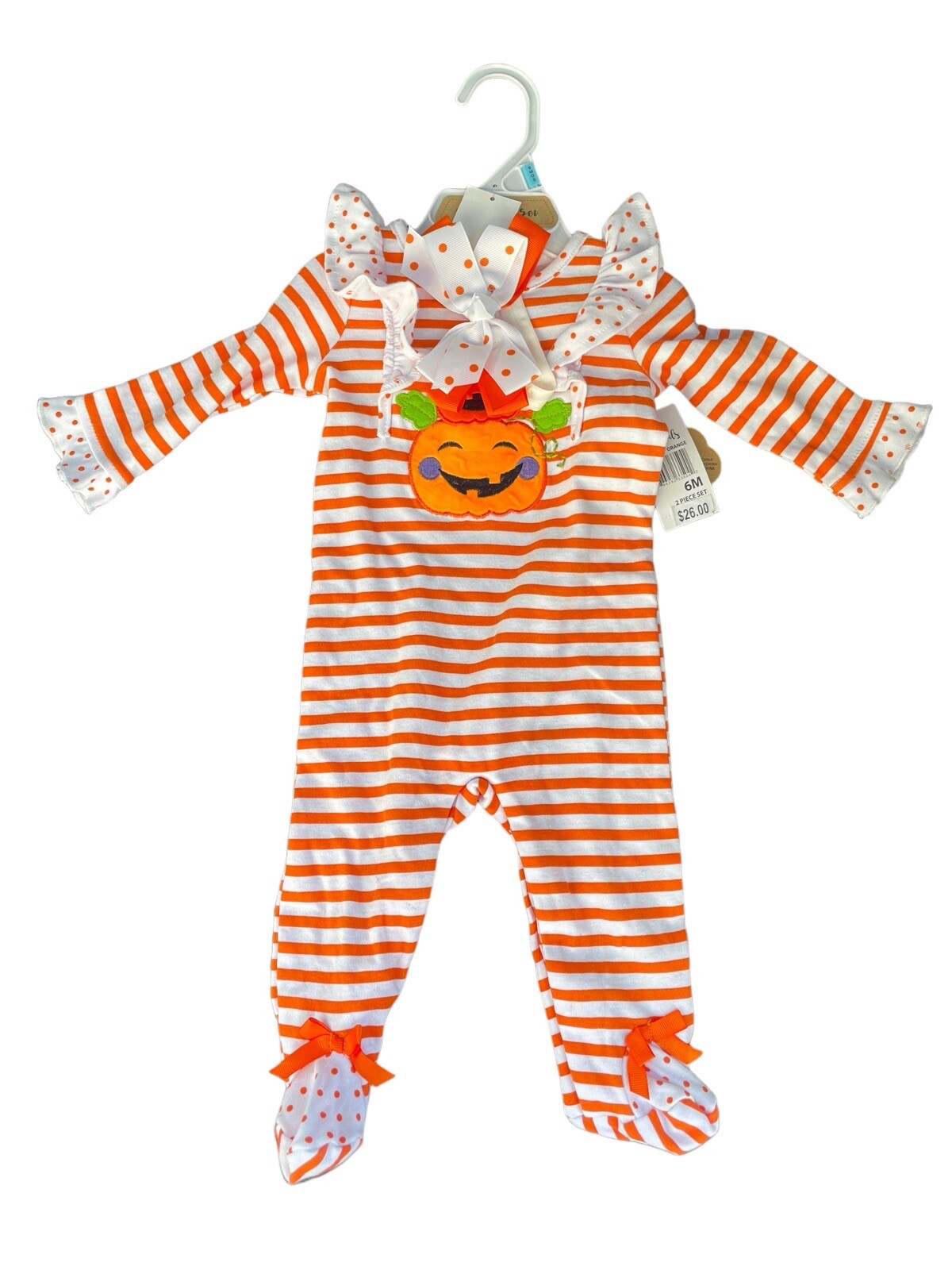 NWT Baby Essentials Halloween Pumpkin Footed 1PC Headband Set 6 Months Baby Girl